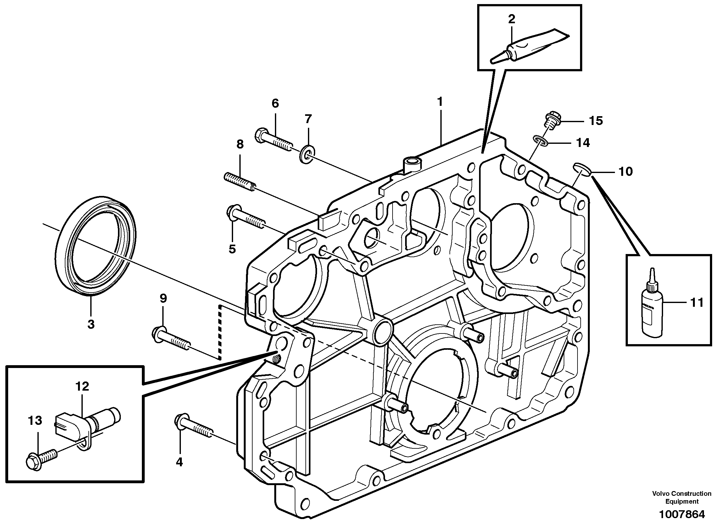 Timing gear casing and gears — volvo parts diagram