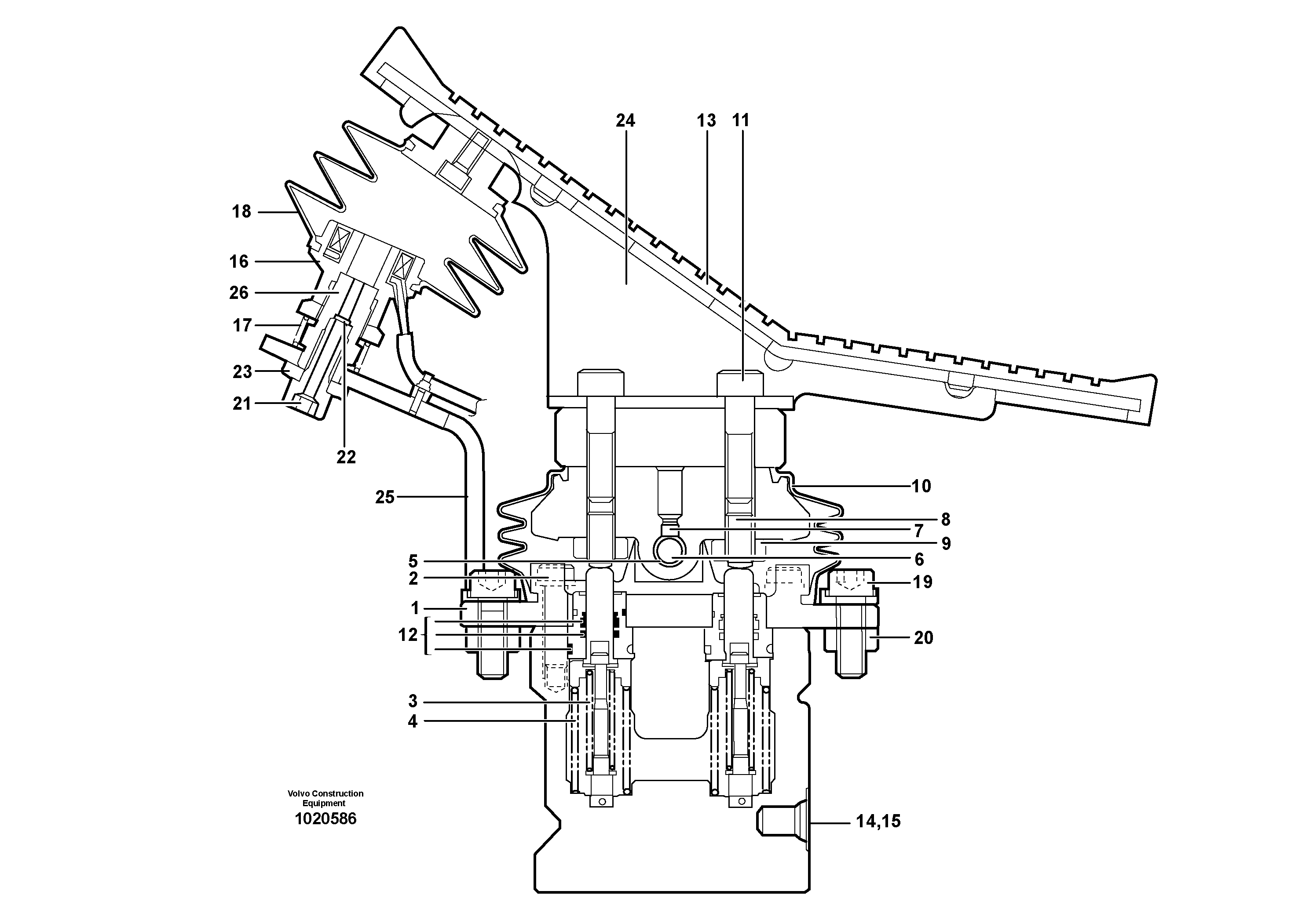 Pedal valve, cruise control 14314043 — volvo parts diagram