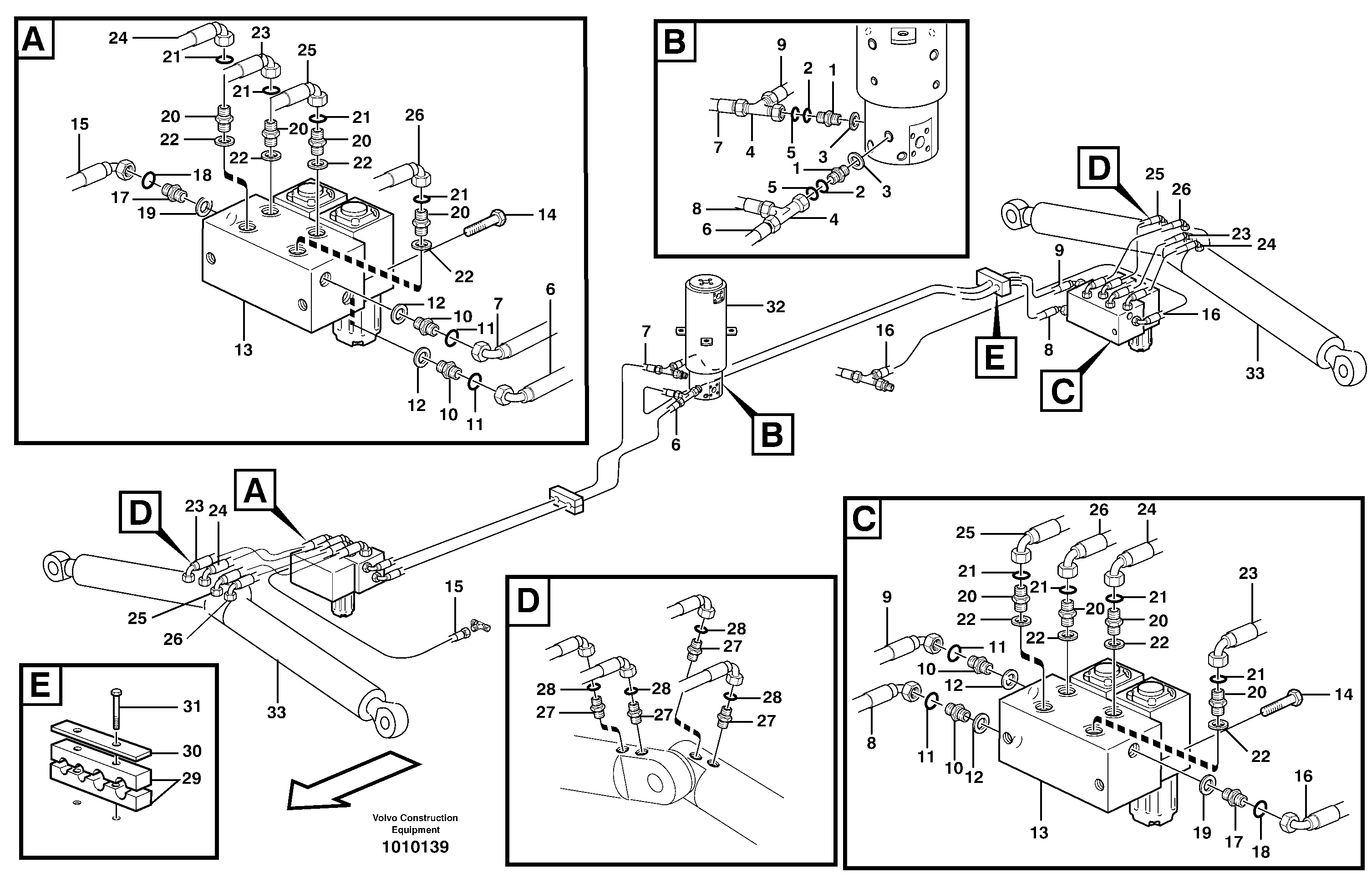 Hydraulic system for support, undercarriage  14314007 — volvo parts diagram
