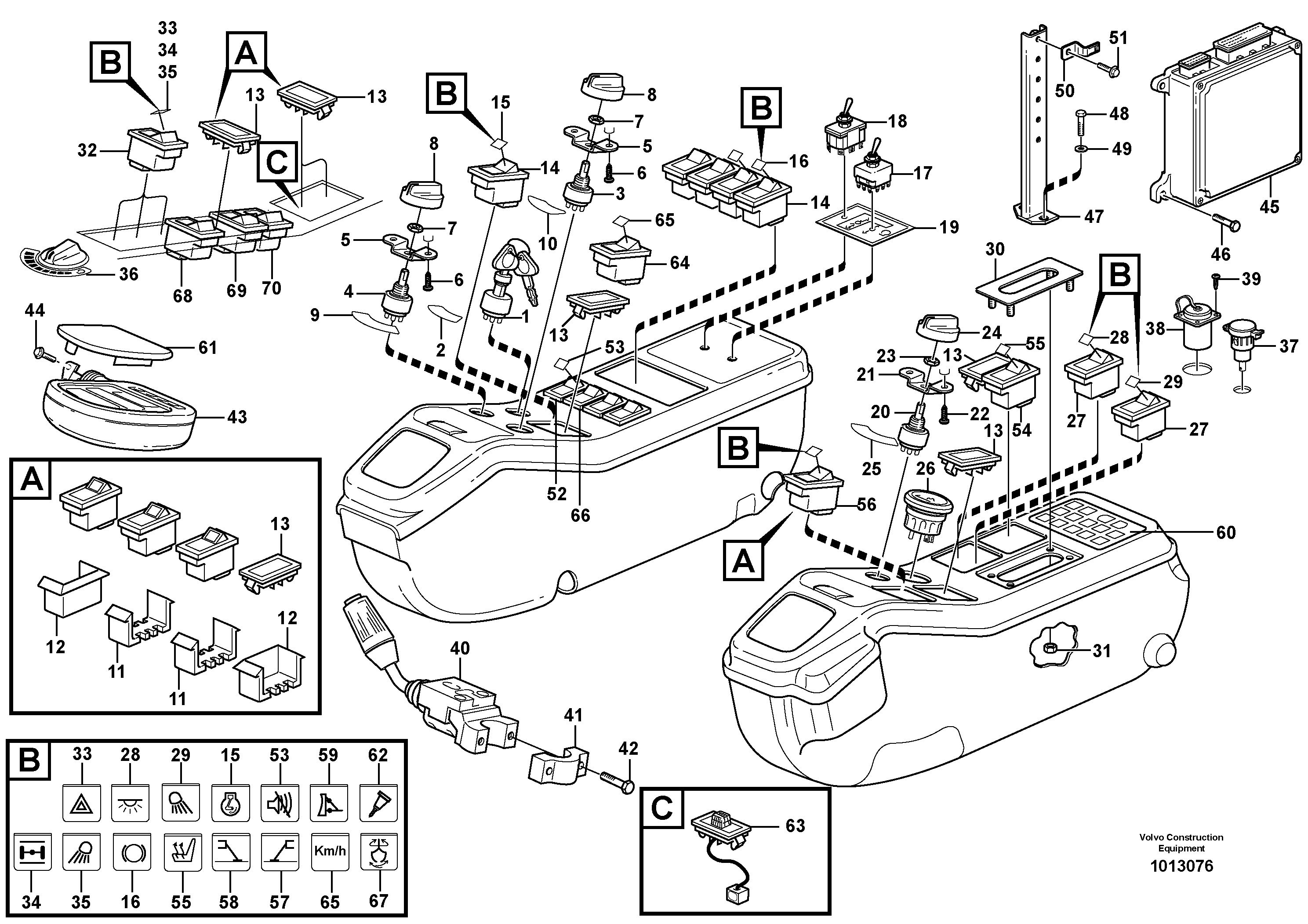 Rocker switch panel — volvo parts diagram
