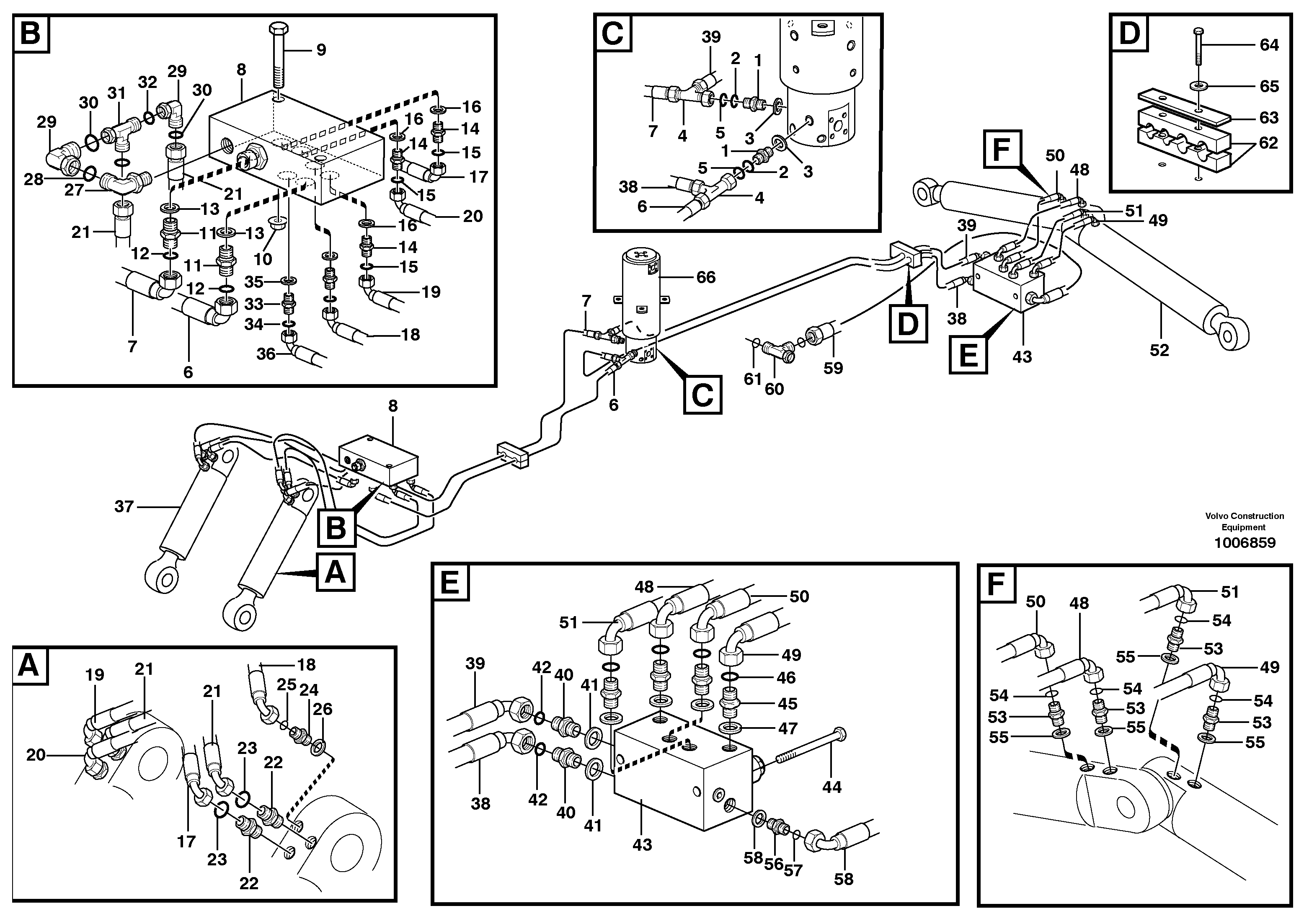 Hydraulic system for dozer blade/support undercarriage  14314006 — volvo parts diagram