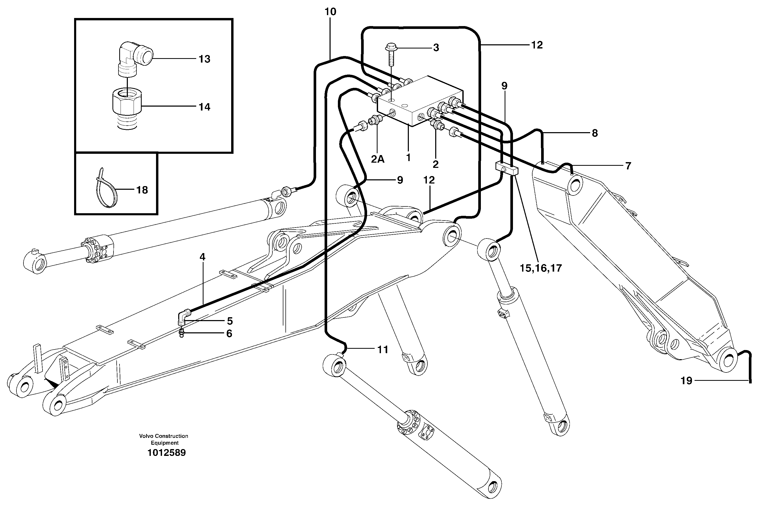 Central lubrication, adjustable boom 14314046 — volvo parts diagram
