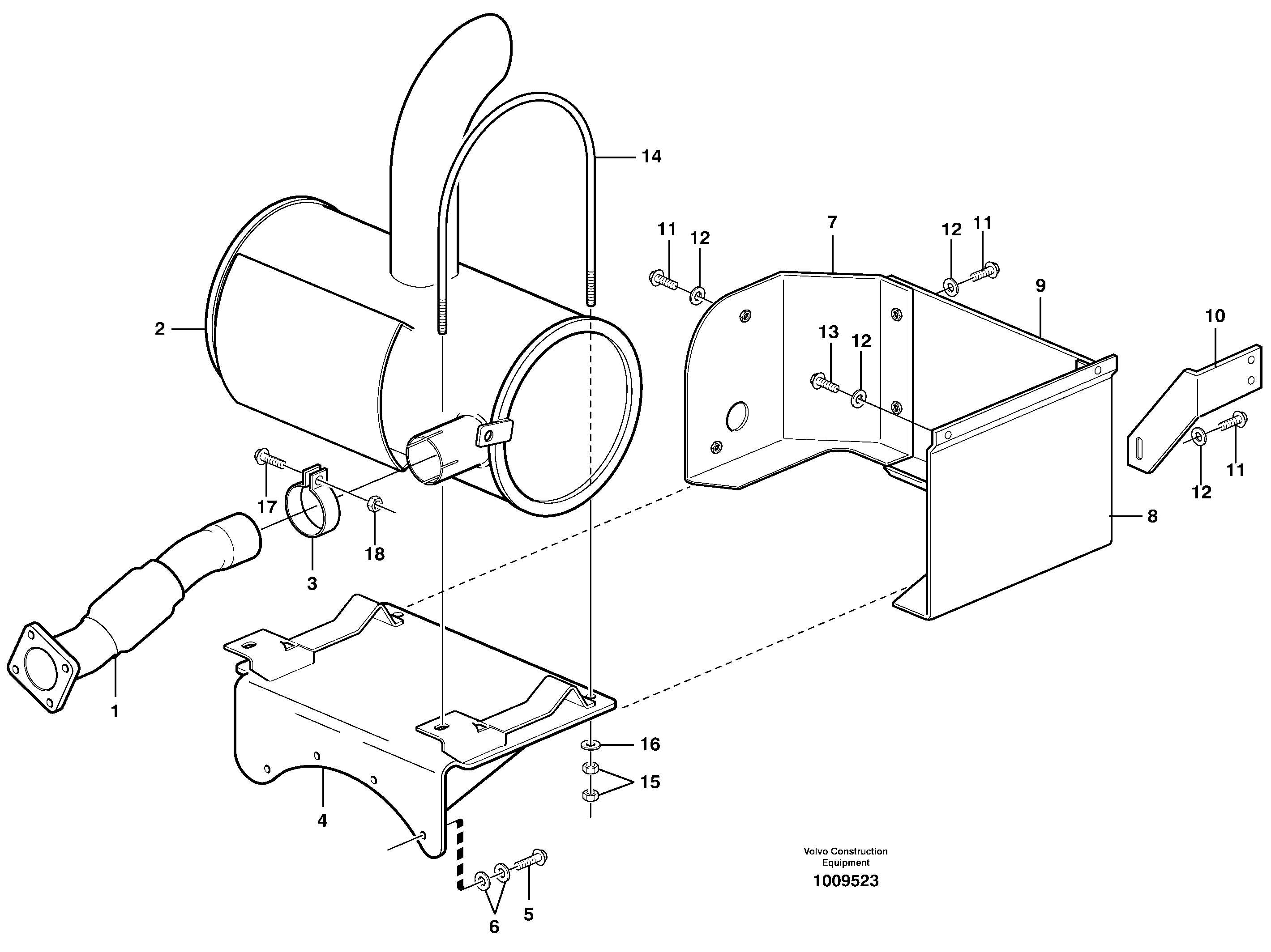 Exhaust system, silencer — volvo parts diagram
