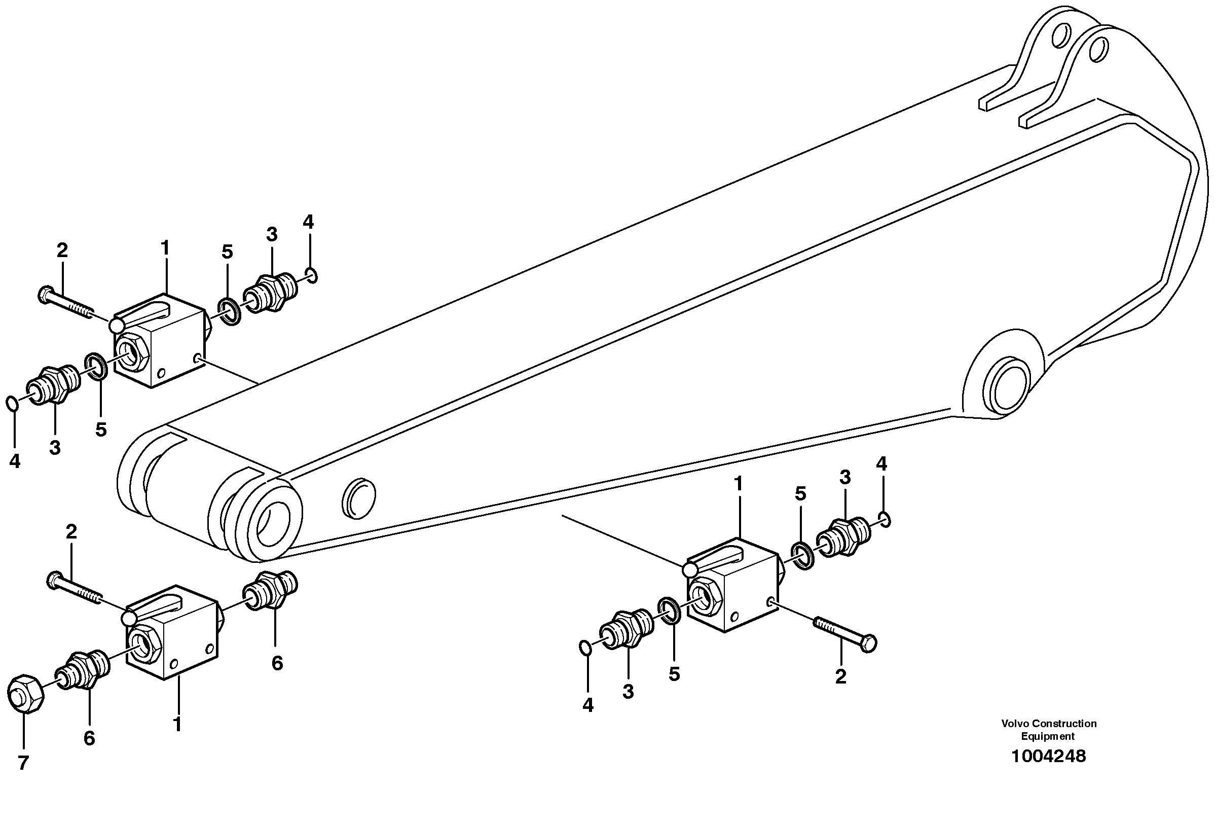 Ball valve for dipper arm  14314059, 14314060 — volvo parts diagram