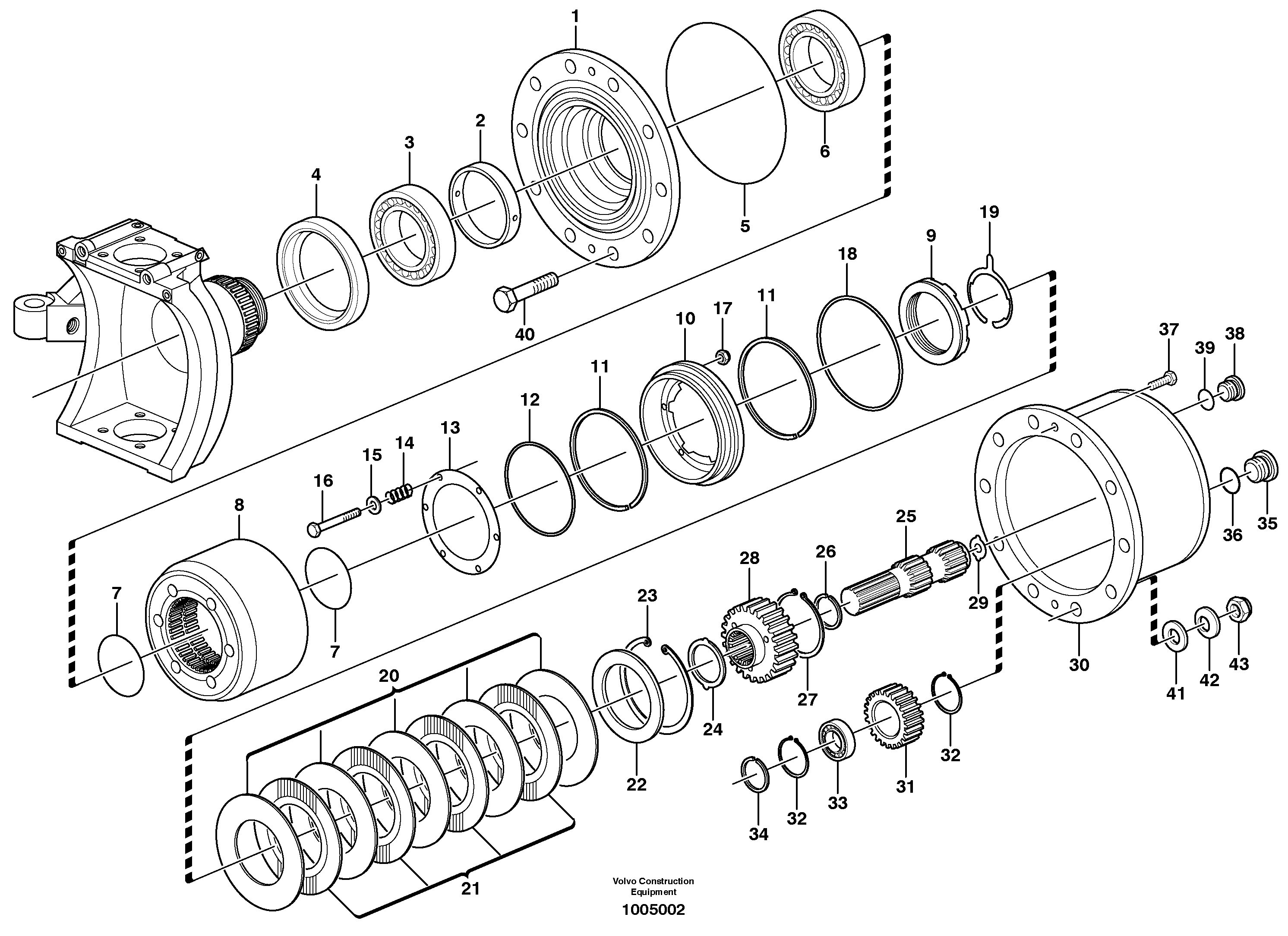 Front axle, Hub reduction — volvo parts diagram