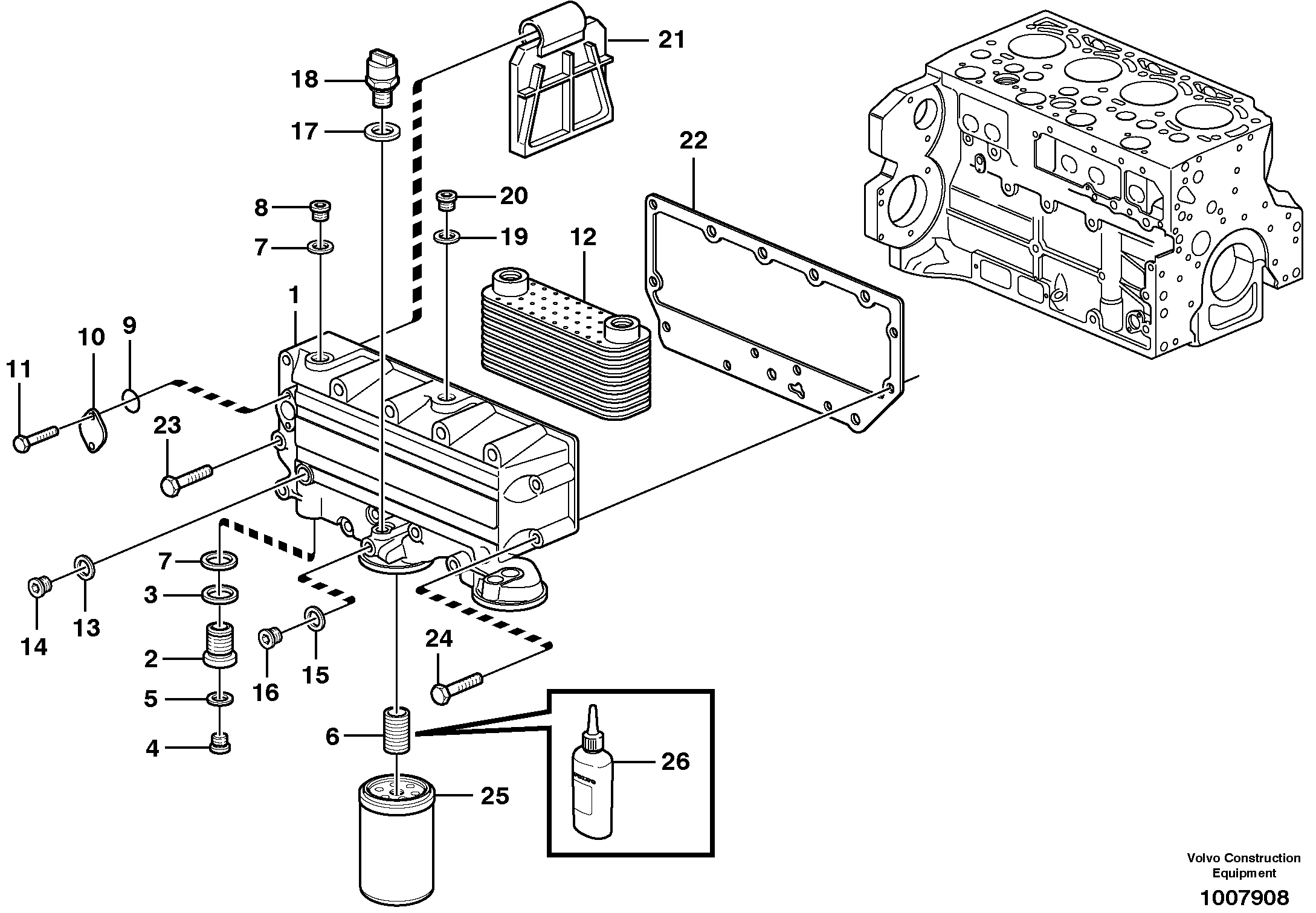 Oil cooler — volvo parts diagram