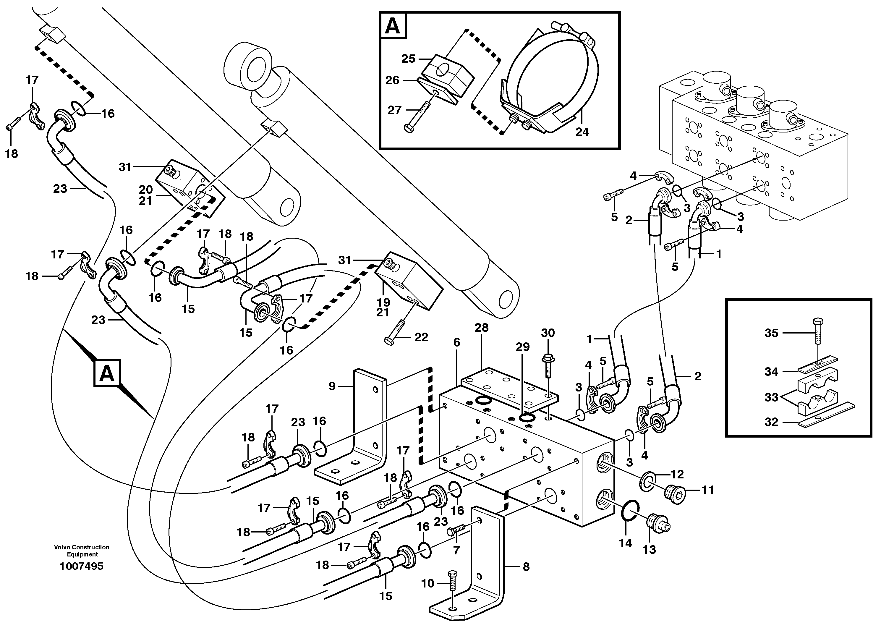 Hydraulic system, boom — volvo parts diagram