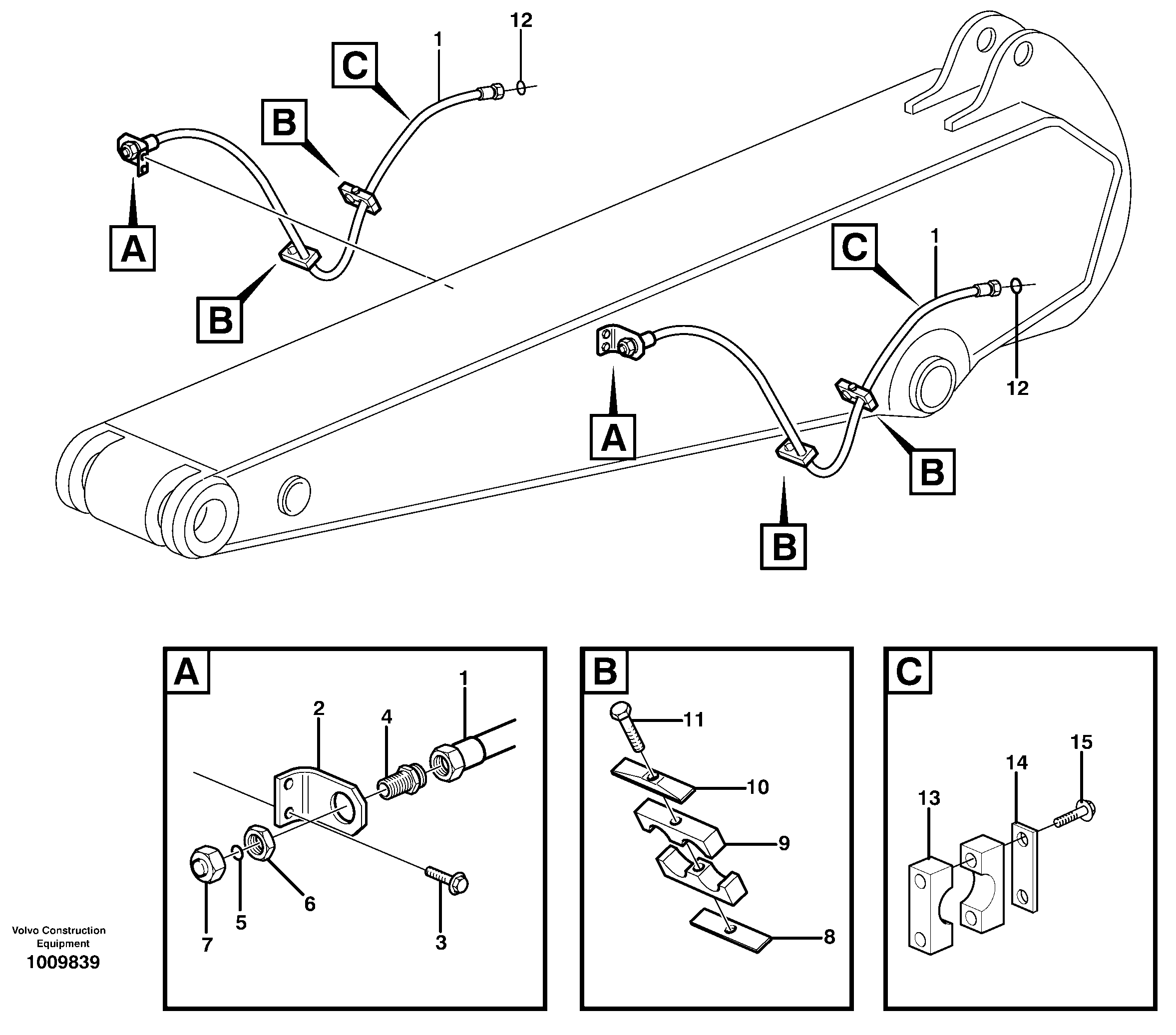 Hydr. equipm. on dipper arm, X1  14314026, 14314027, 14314028 — volvo parts diagram