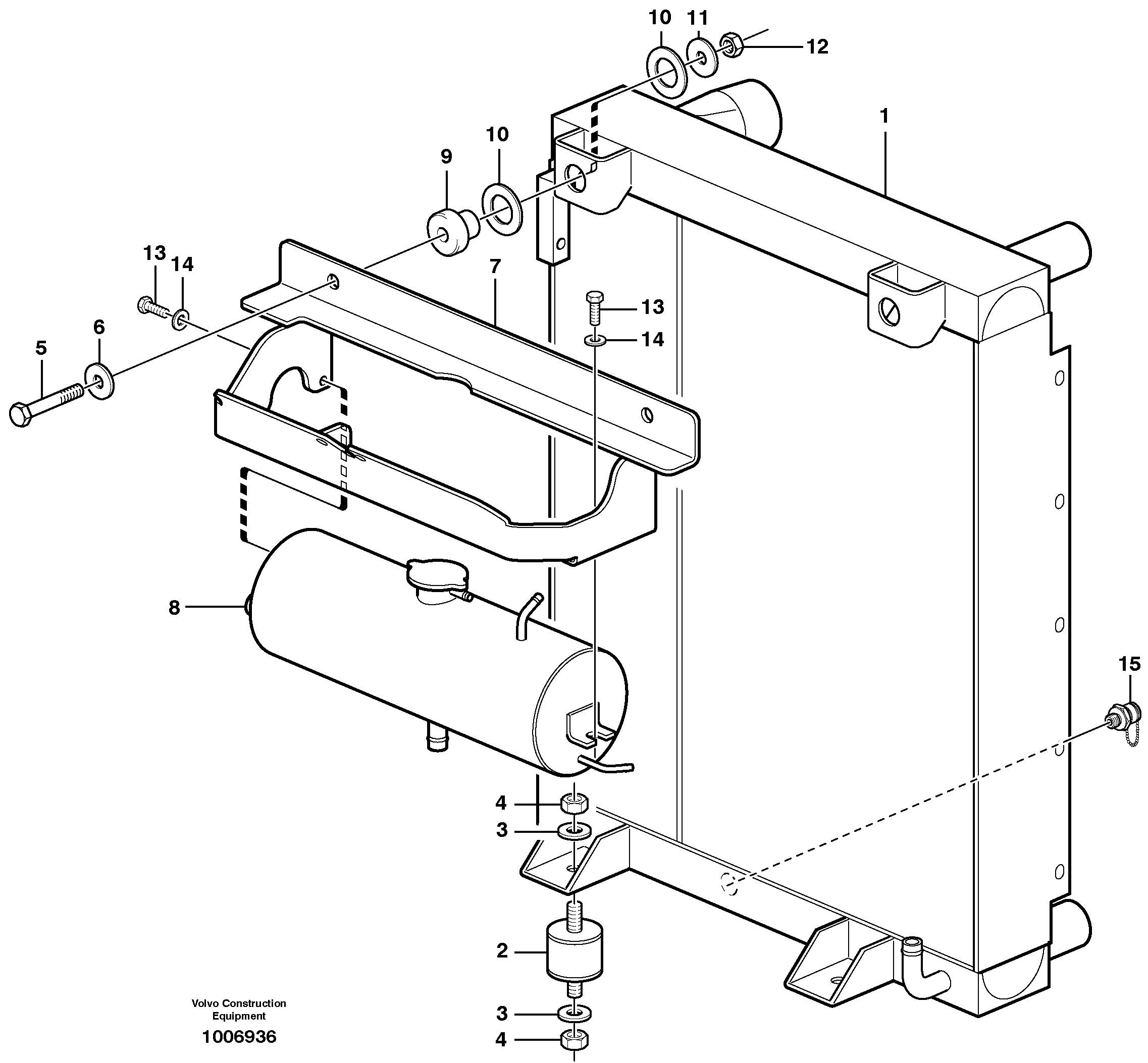 Radiator with fitting parts — volvo parts diagram