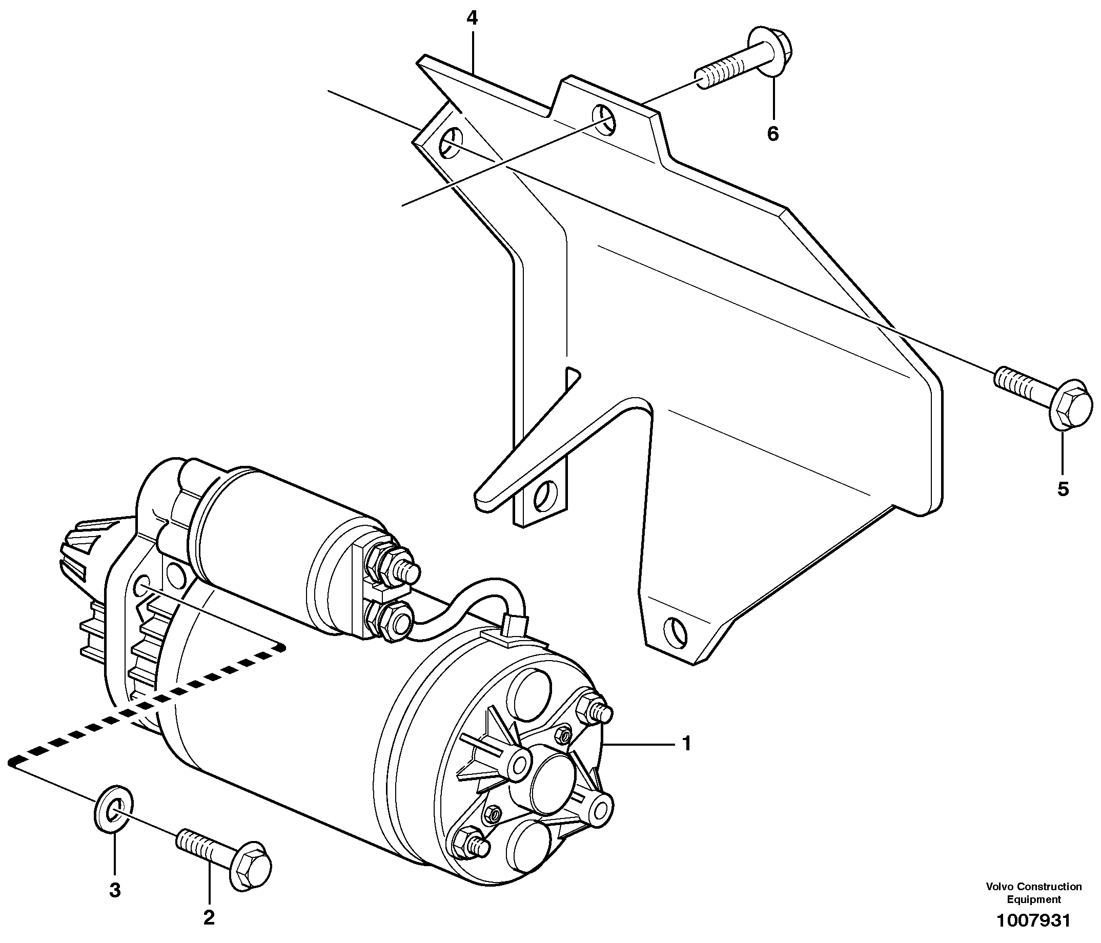 Starter motor with assembling details — volvo parts diagram