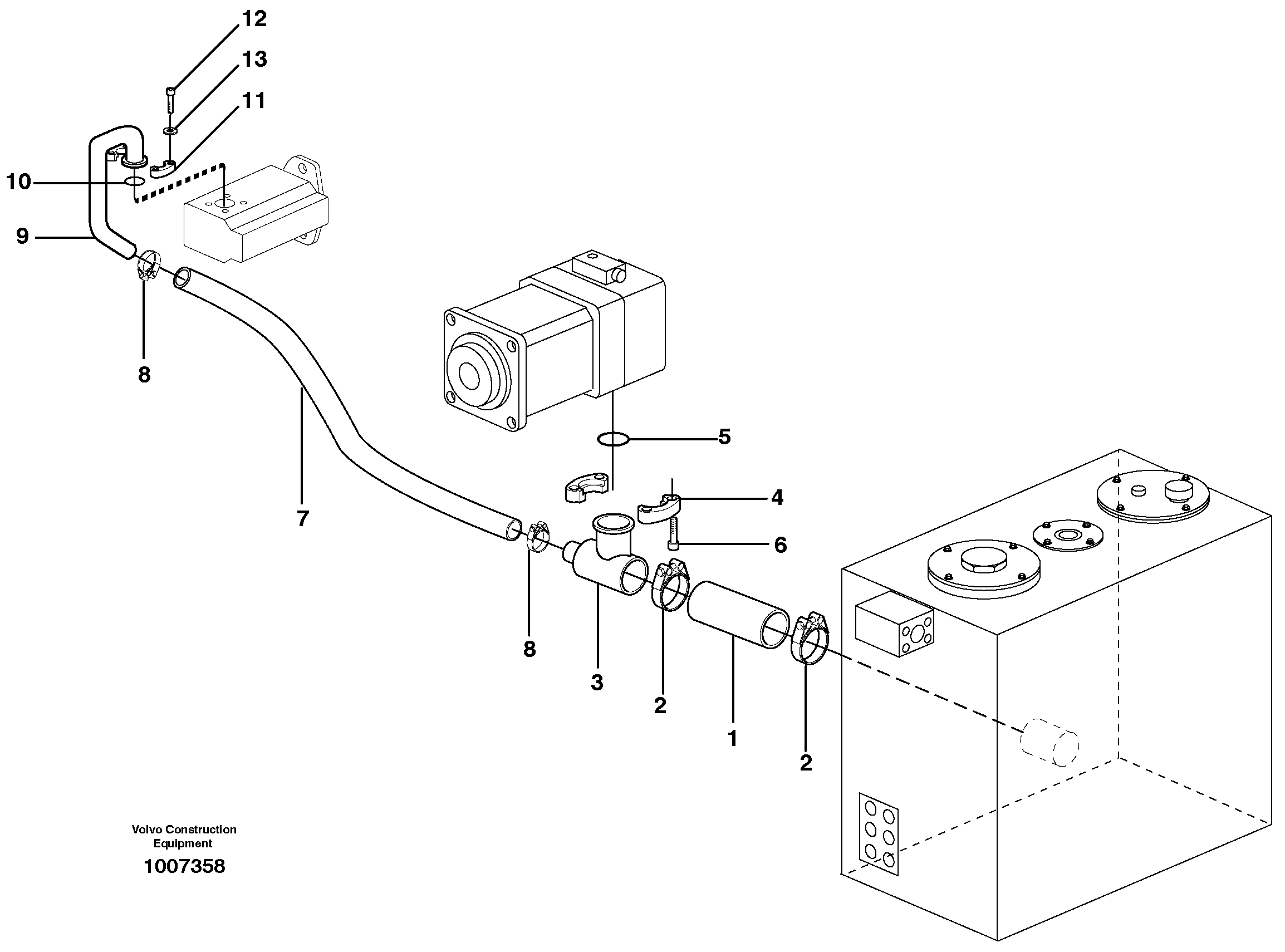 Hydraulic system suction lines — volvo parts diagram
