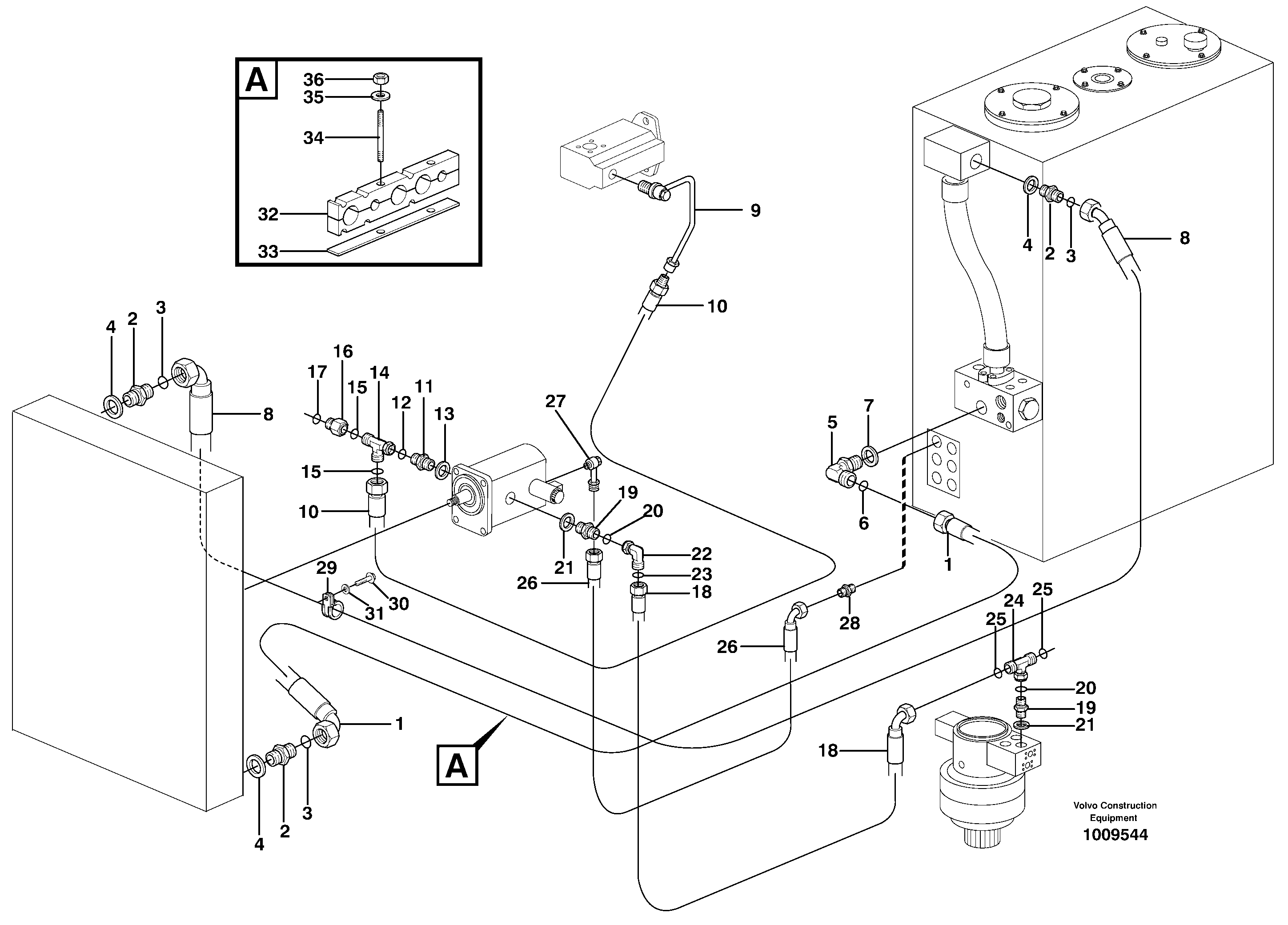 Hydraulic system, cooler — volvo parts diagram