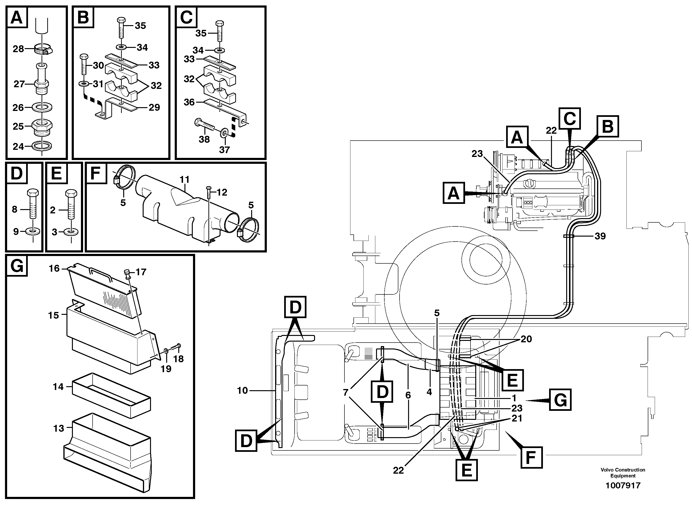 Cab heater with fitting parts — volvo parts diagram
