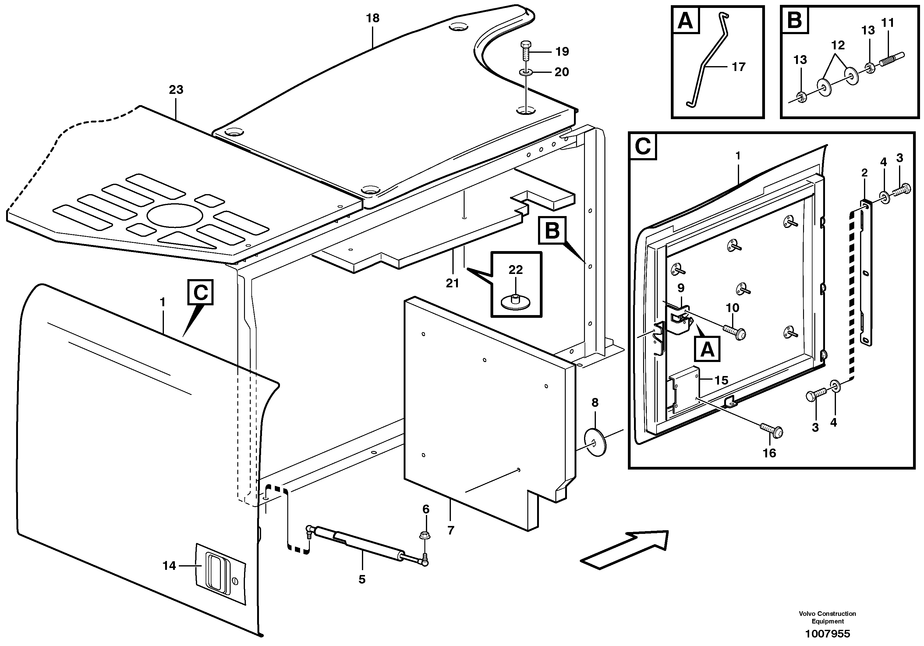 Door, engine, right — volvo parts diagram