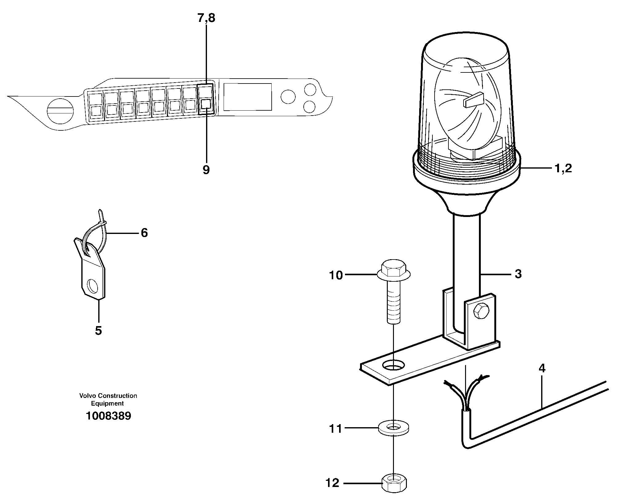 Rotating beacon 14312146 — volvo parts diagram