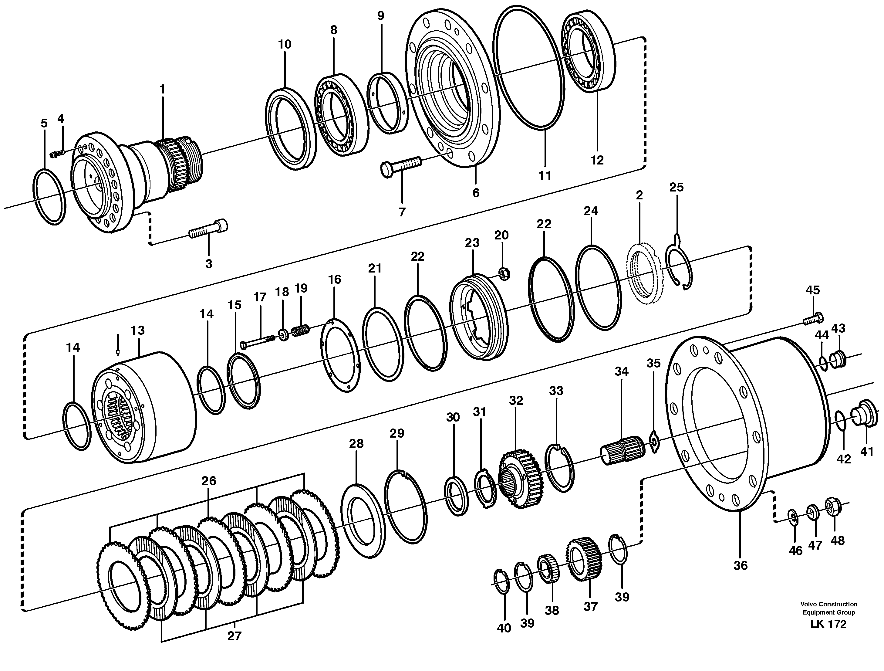 Multi-disc brake, rear — volvo parts diagram