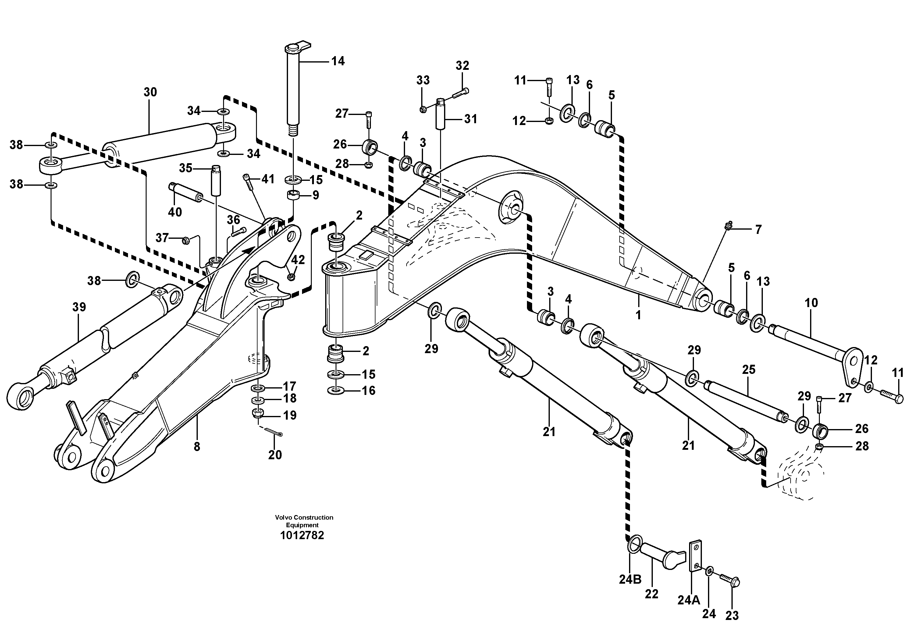 Backhoe boom,offset  14314047 — volvo parts diagram