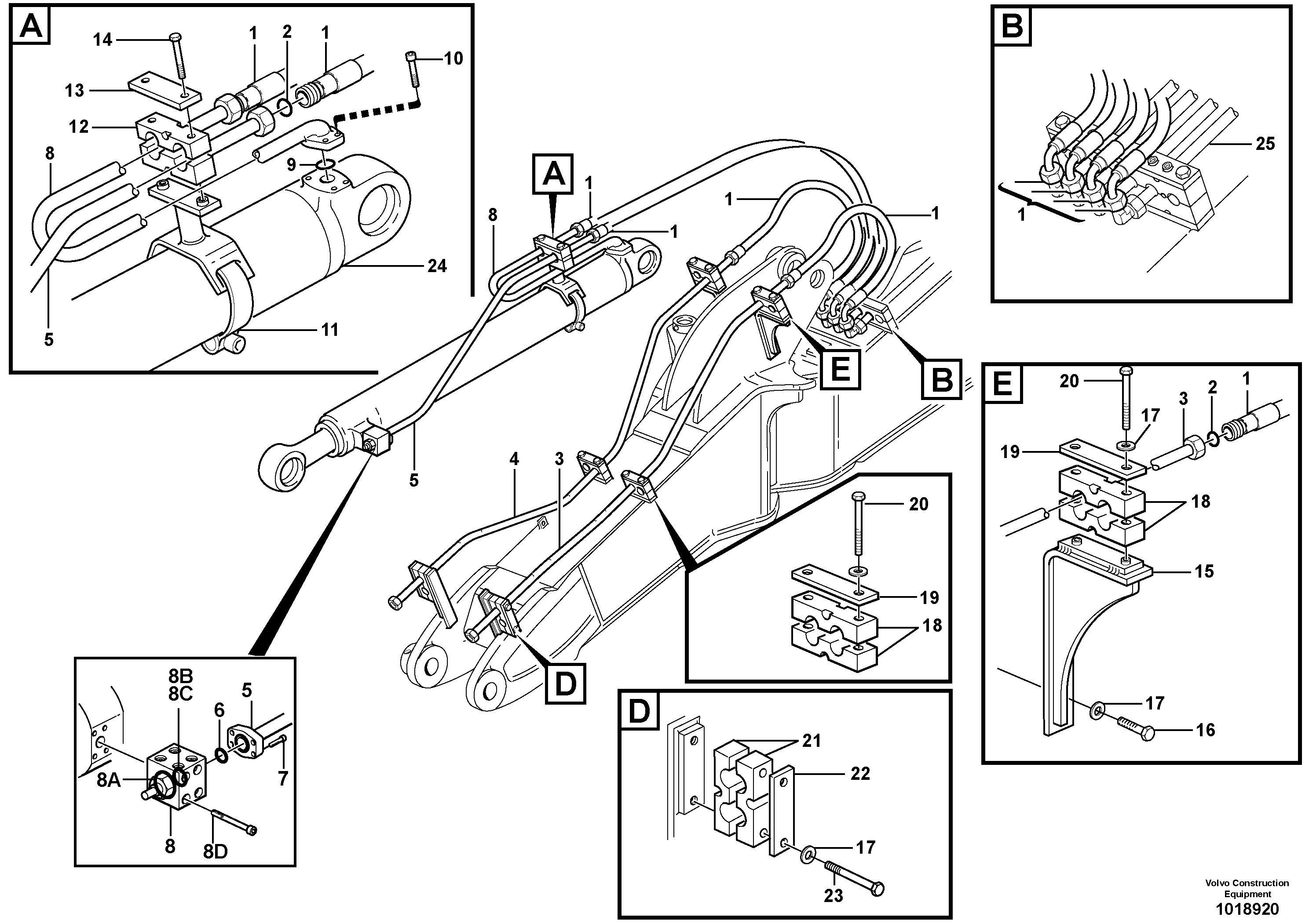 Hydr. equipm. on boom, front, offset  14314047 — volvo parts diagram