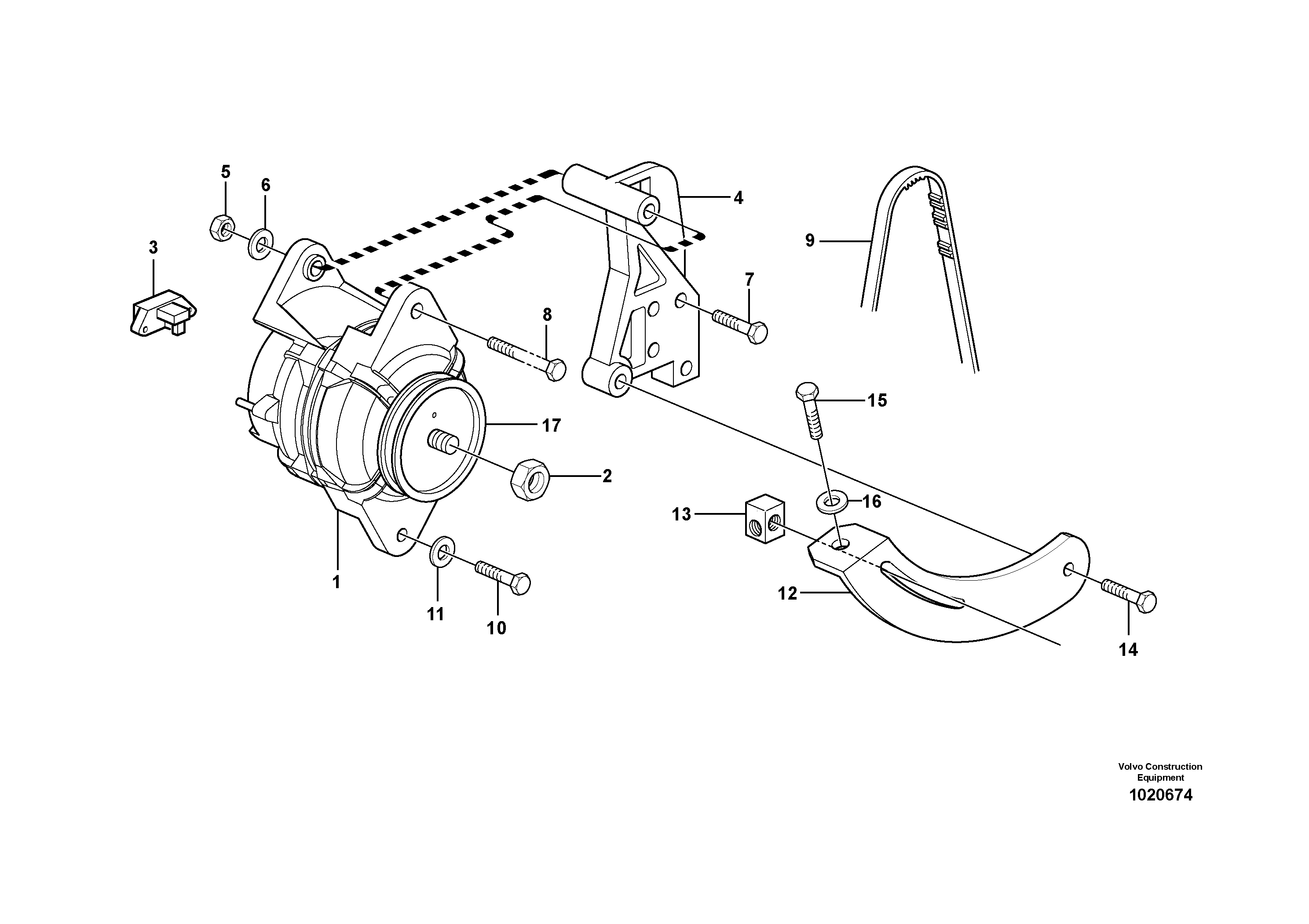Alternator with assembling details ENG 979564 - — volvo parts diagram