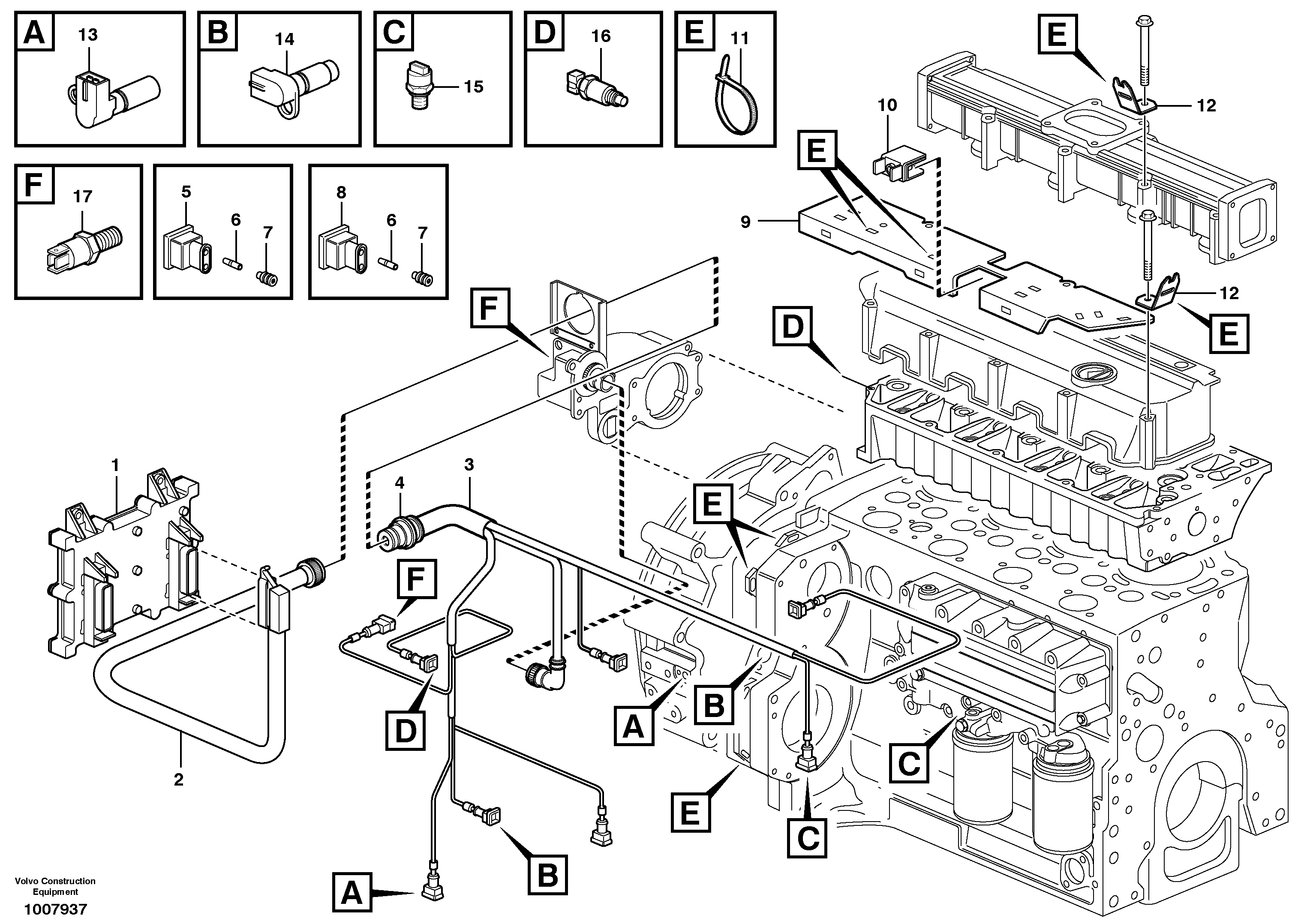 Cable harness, engine — volvo parts diagram