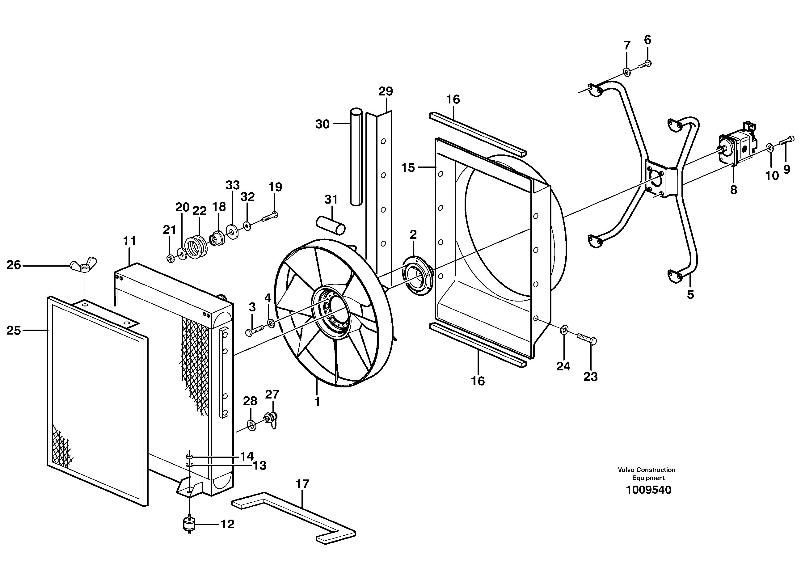 Hydraulic oil cooler — volvo parts diagram