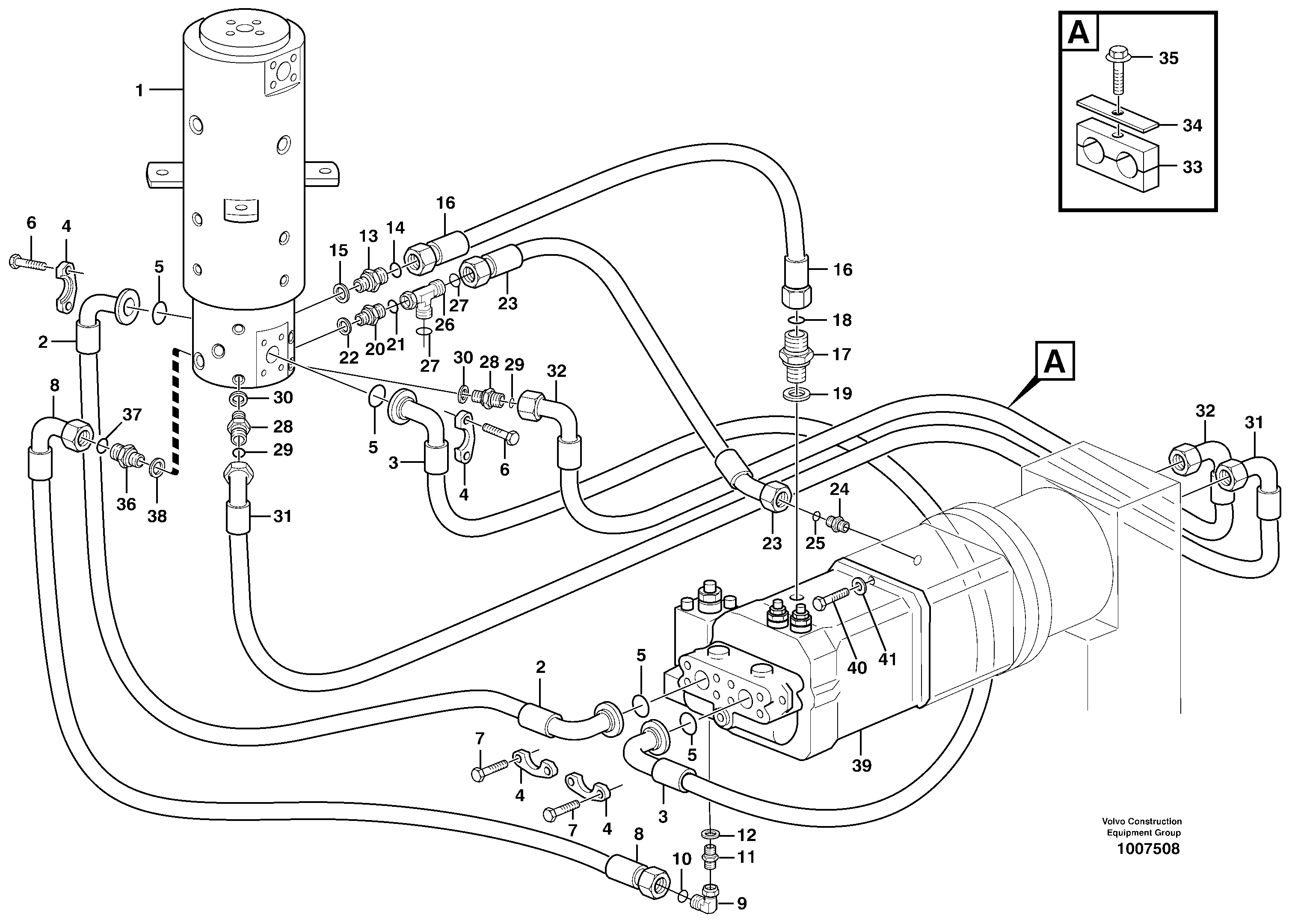 Hydraulic system, transport in undercarrige — volvo parts diagram