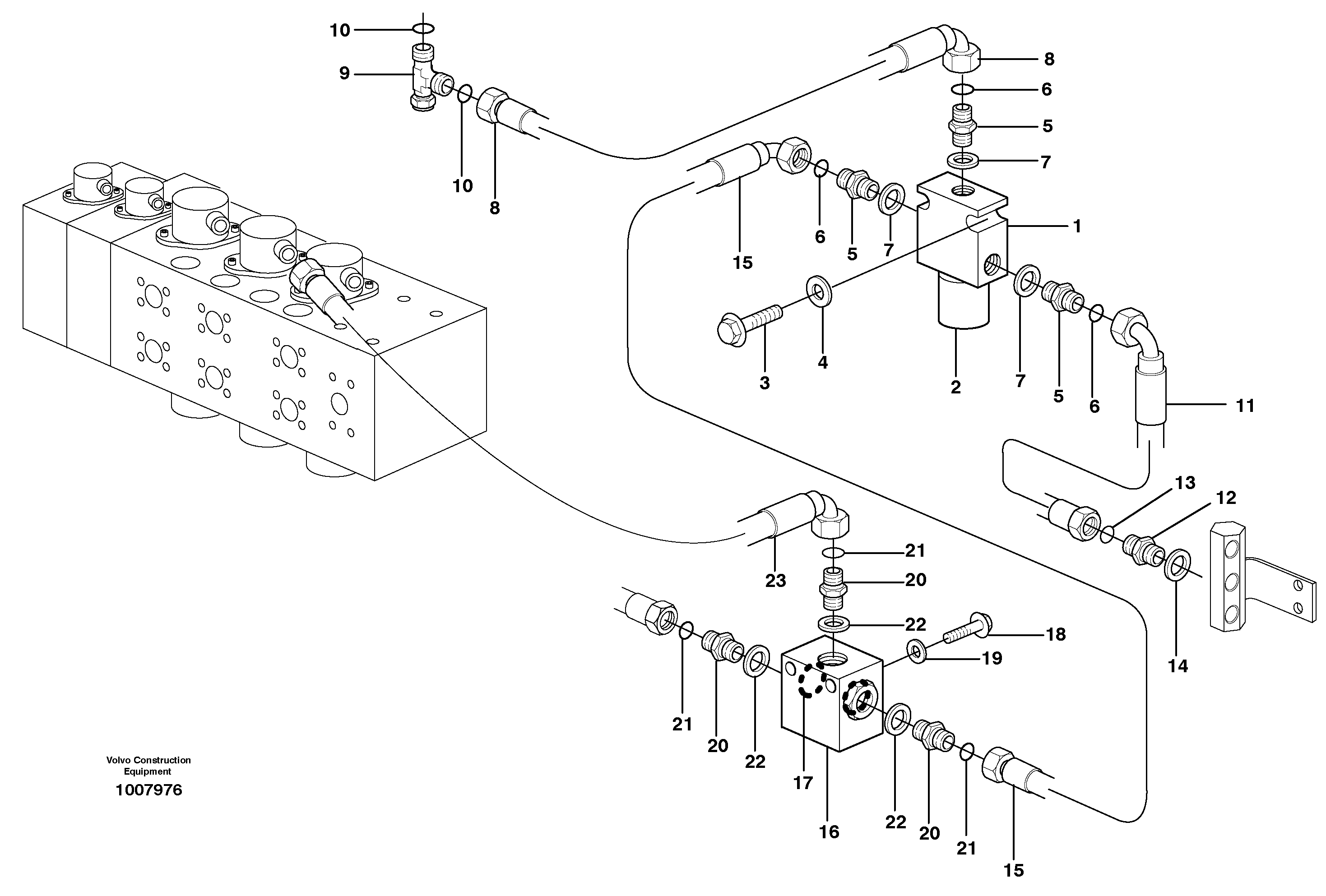 Control block for hydraulic hammer.  14314039 — volvo parts diagram