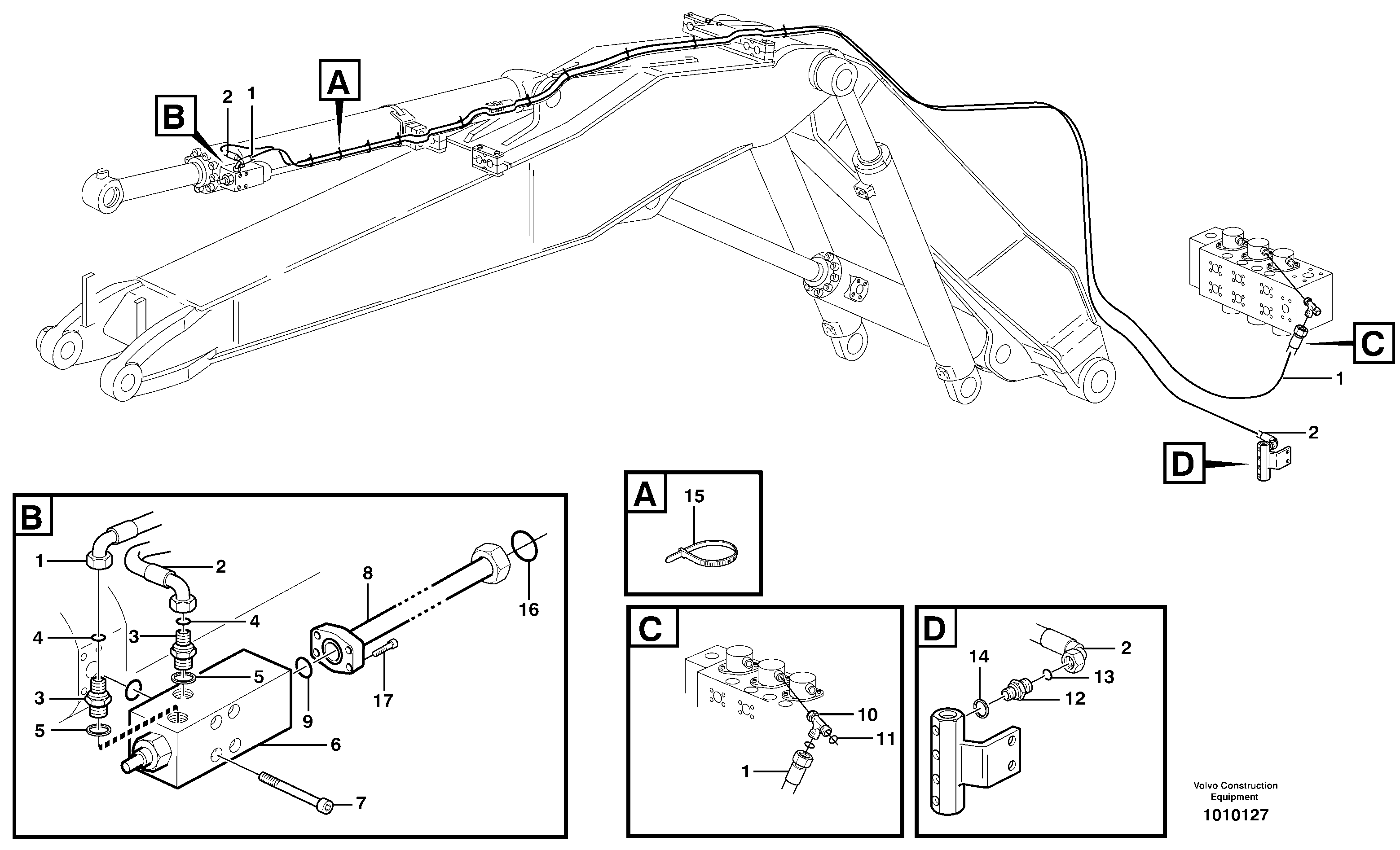 Servo hydraulics, Hose break valve  14314069 — volvo parts diagram