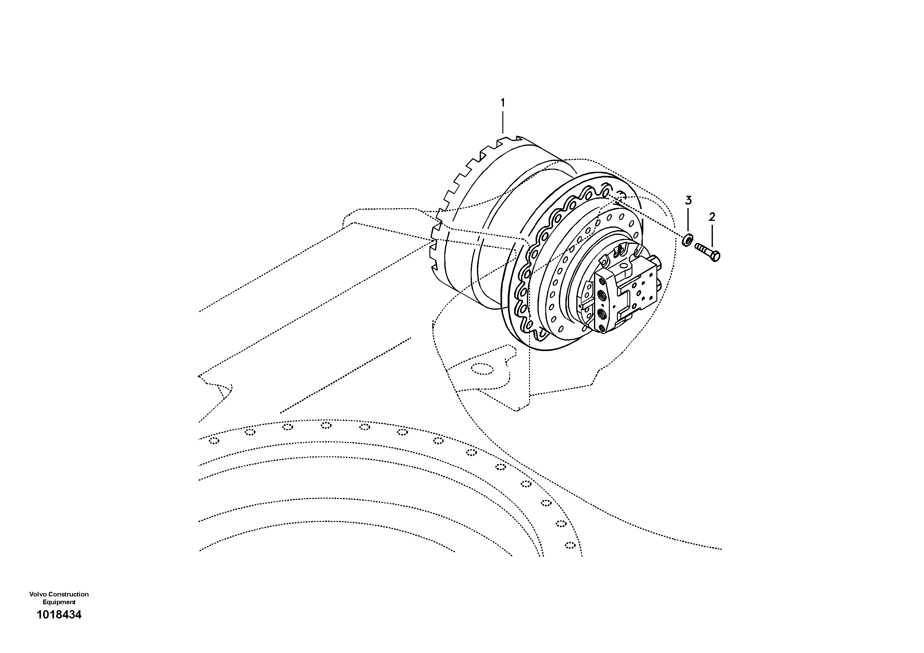 Travel motor with mounting parts — volvo parts diagram