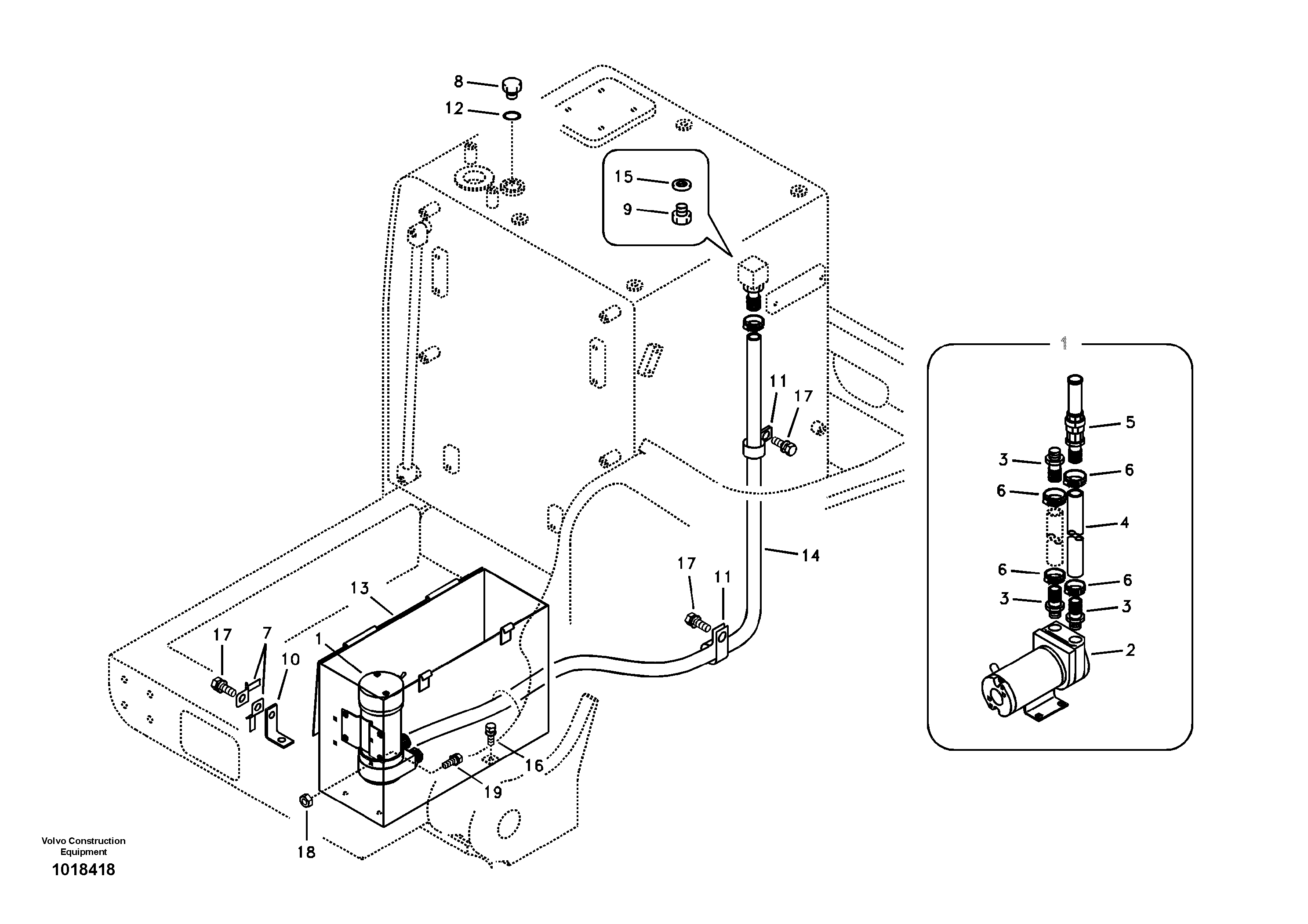 Fuel filling pump with assembling details — volvo parts diagram