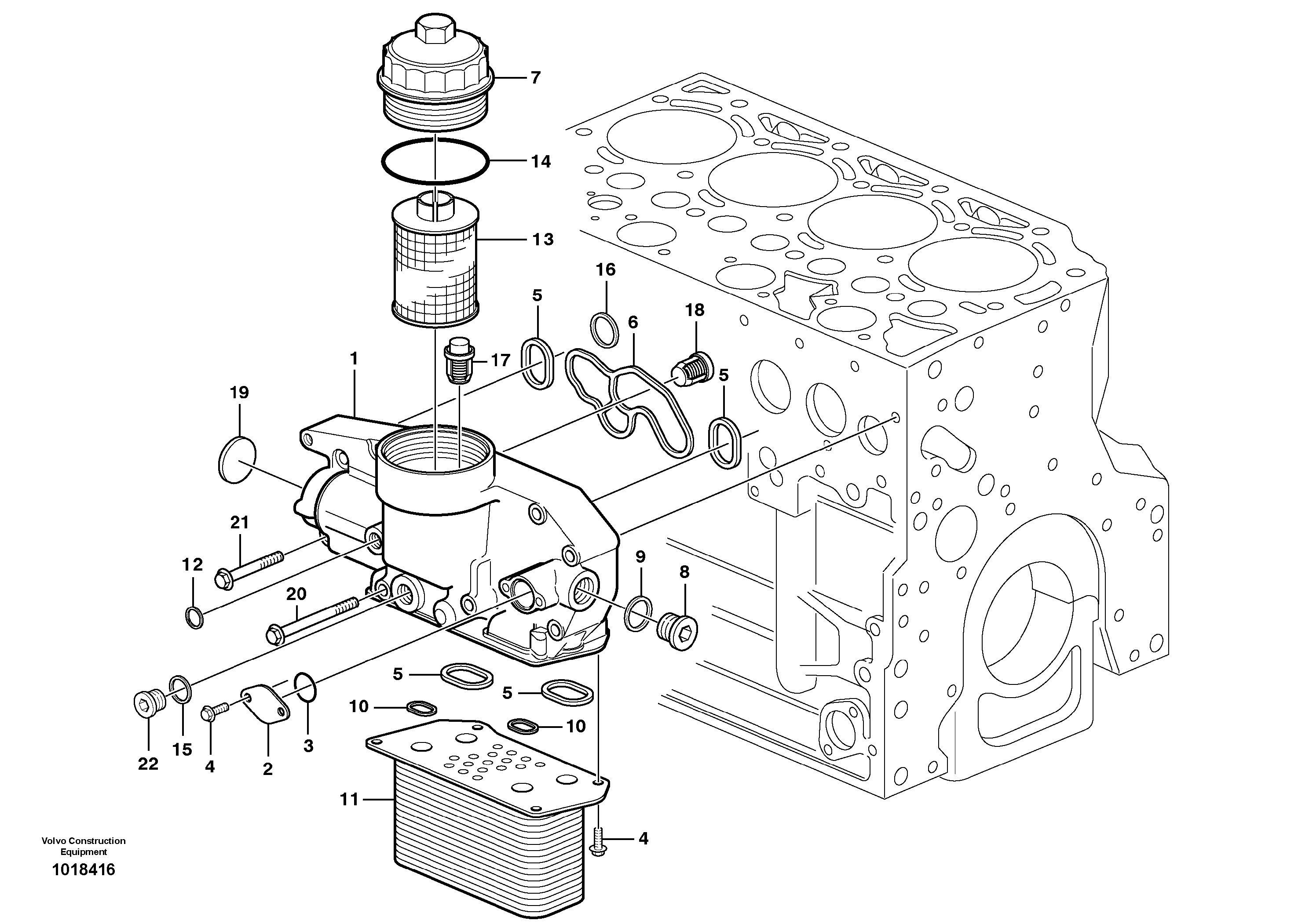 Oil cooler — volvo parts diagram