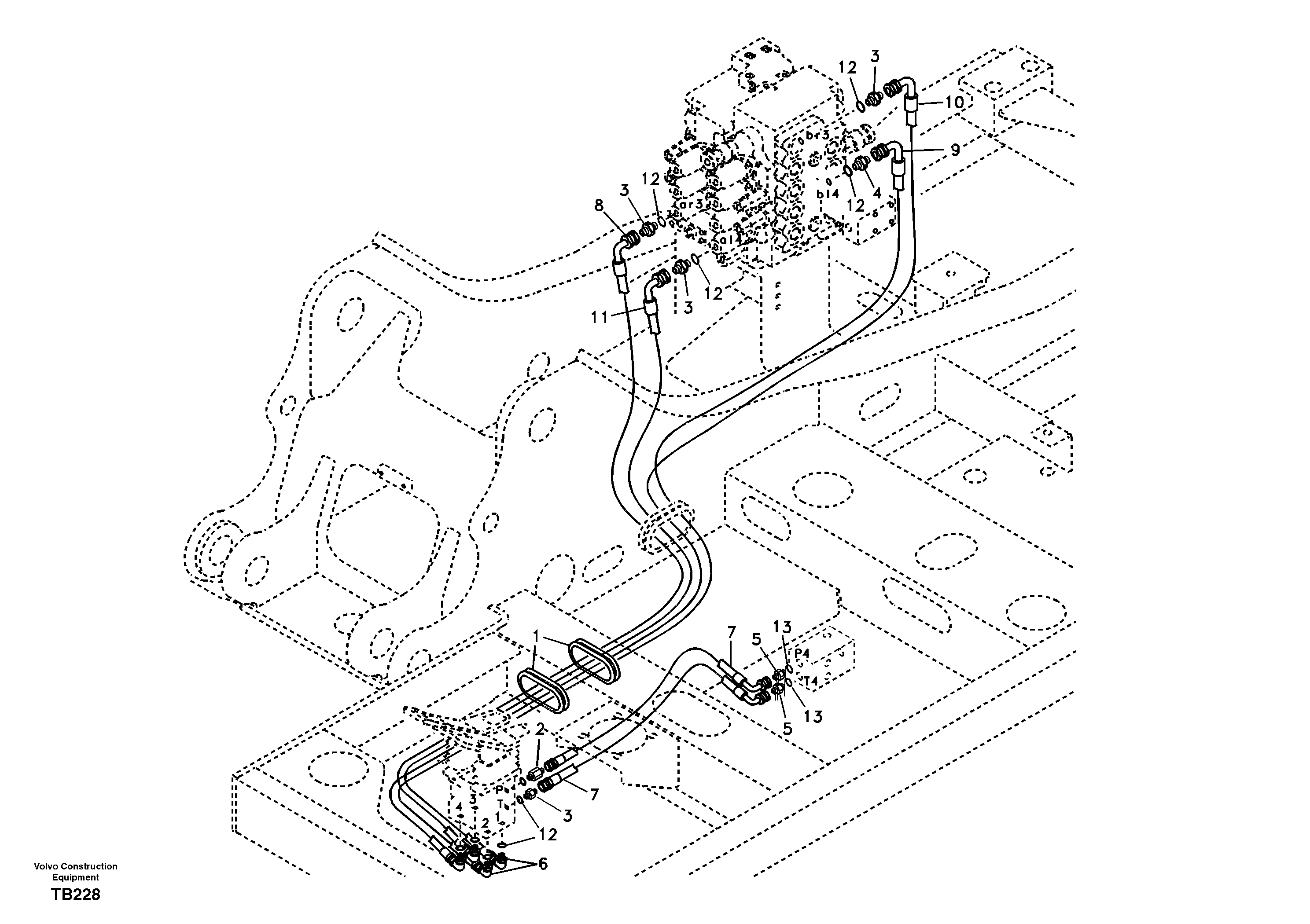 Servo system, control valve to remote control valve pedal — volvo parts diagram