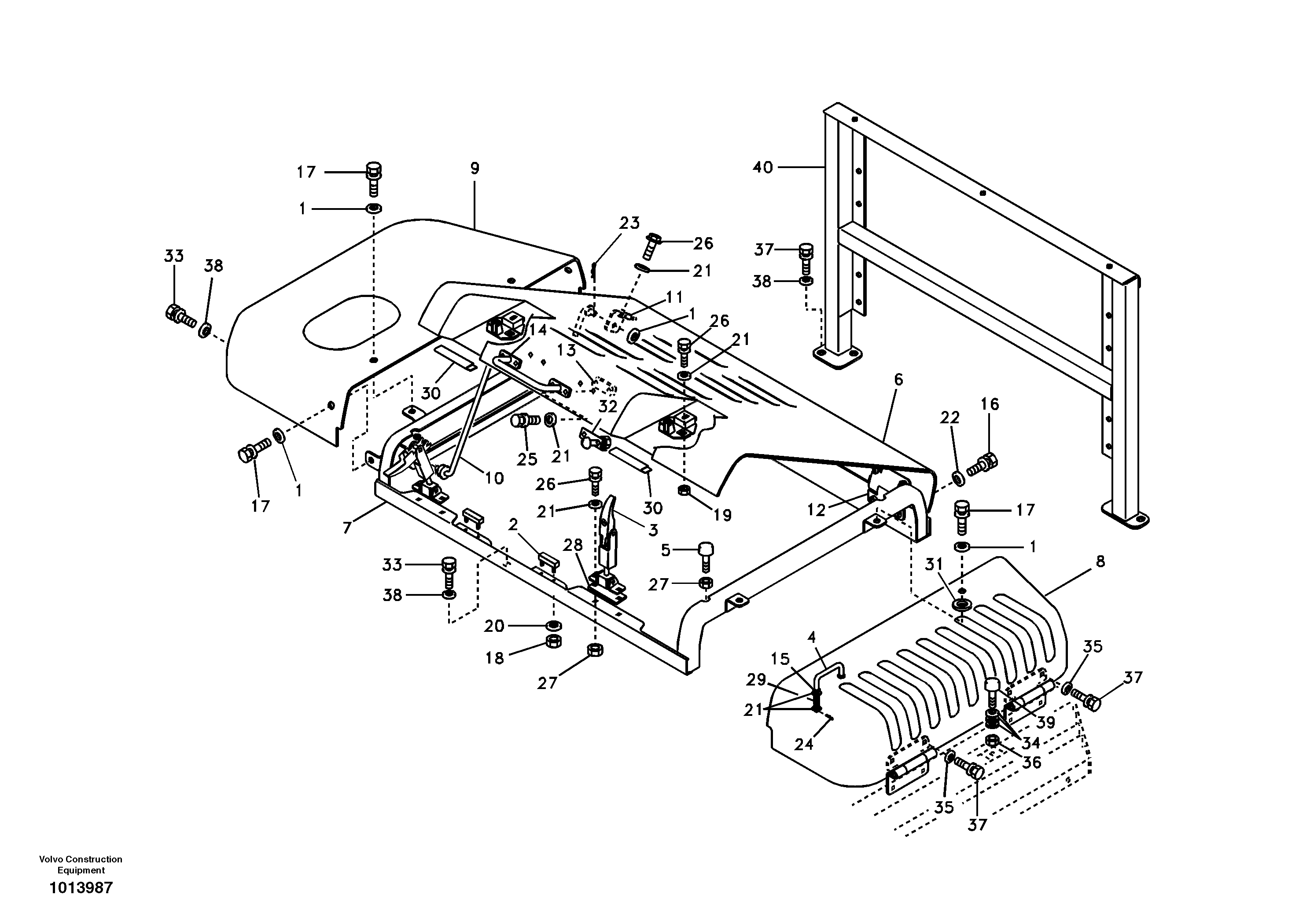 Cowl frame, cover and hood — volvo parts diagram
