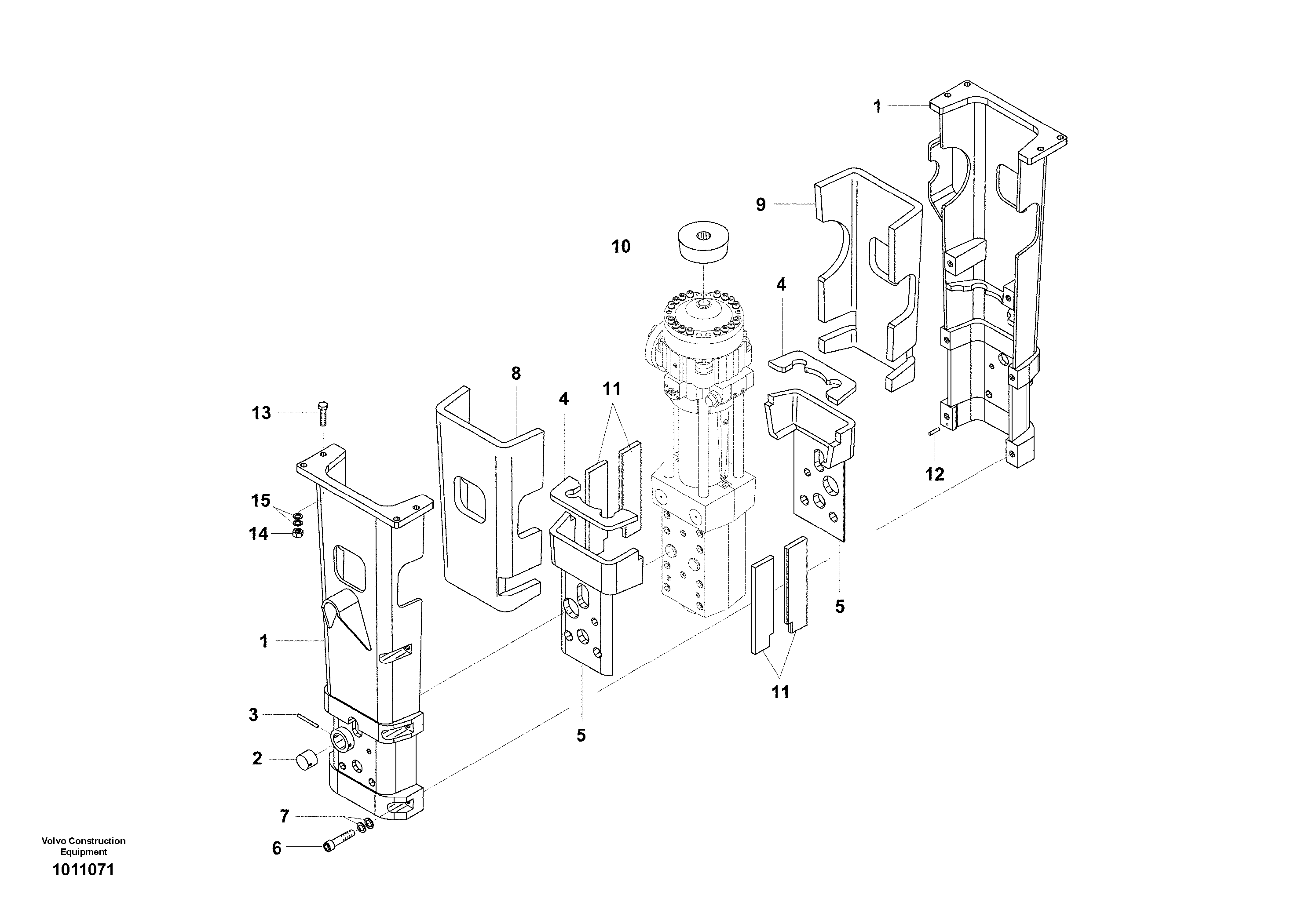 Hydraulic hammer, Housing for Low Noise — volvo parts diagram