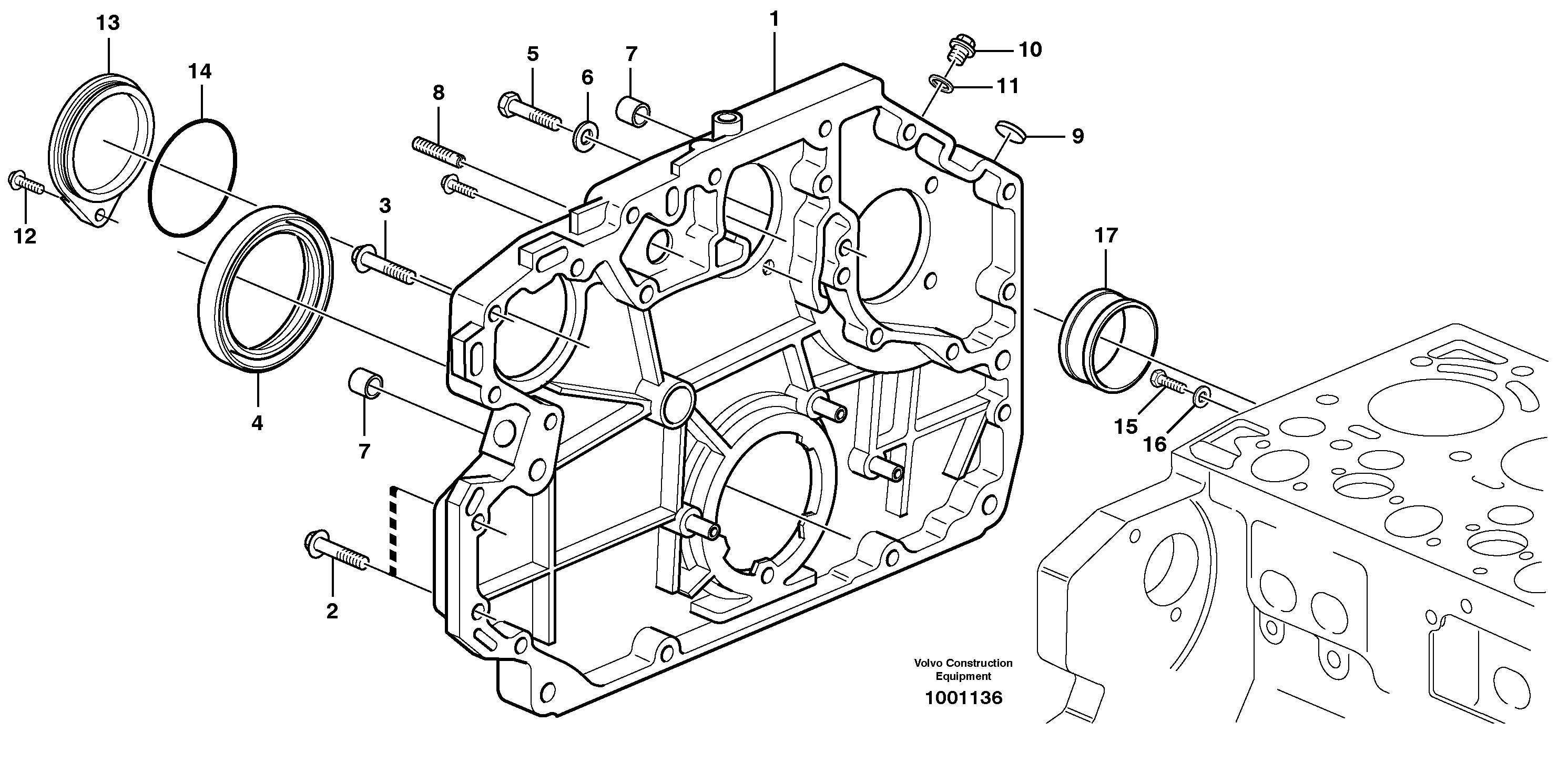 Timing gear casing and gears — volvo parts diagram