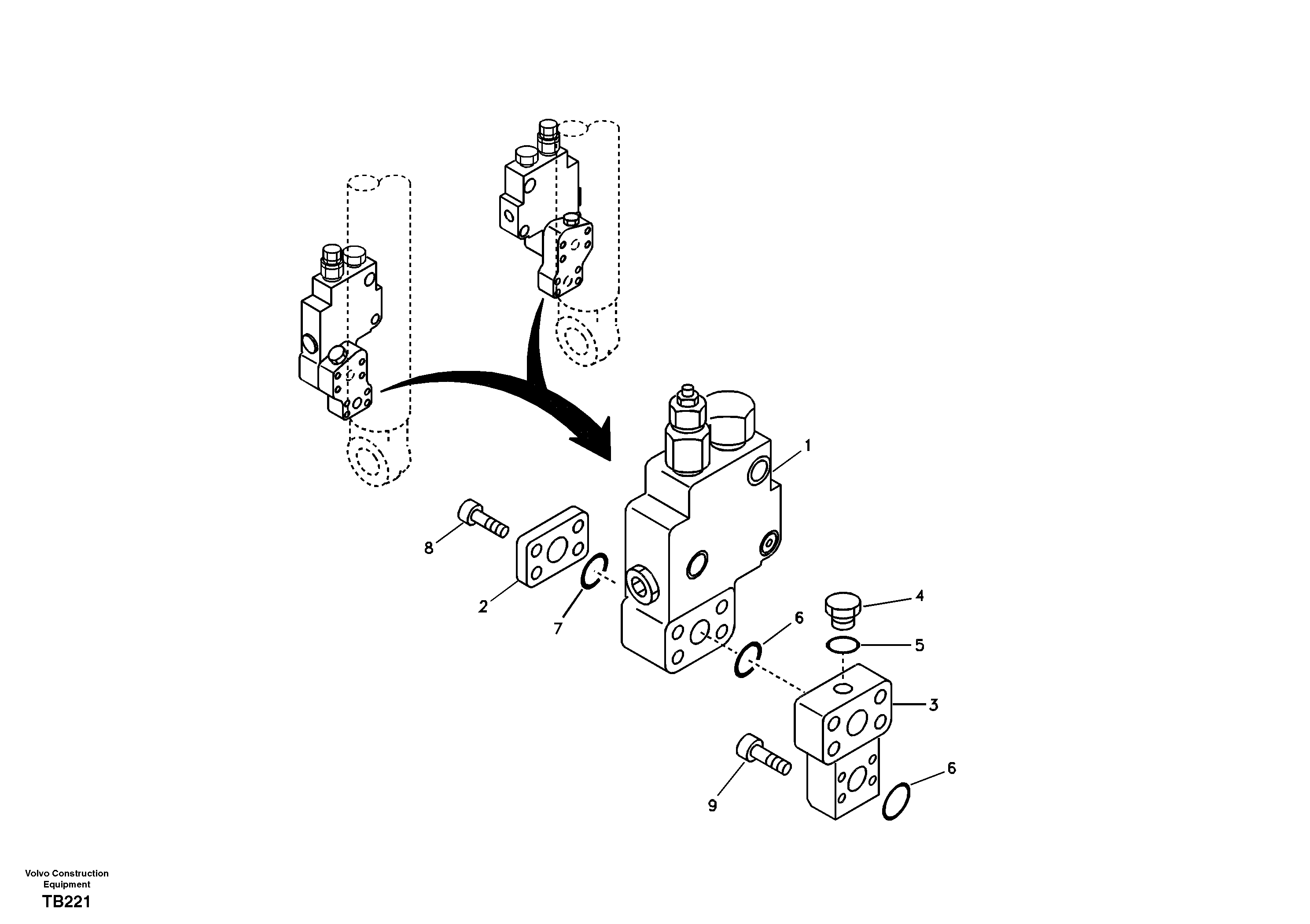 Working hydraulic, boom rupture valve mount — volvo parts diagram