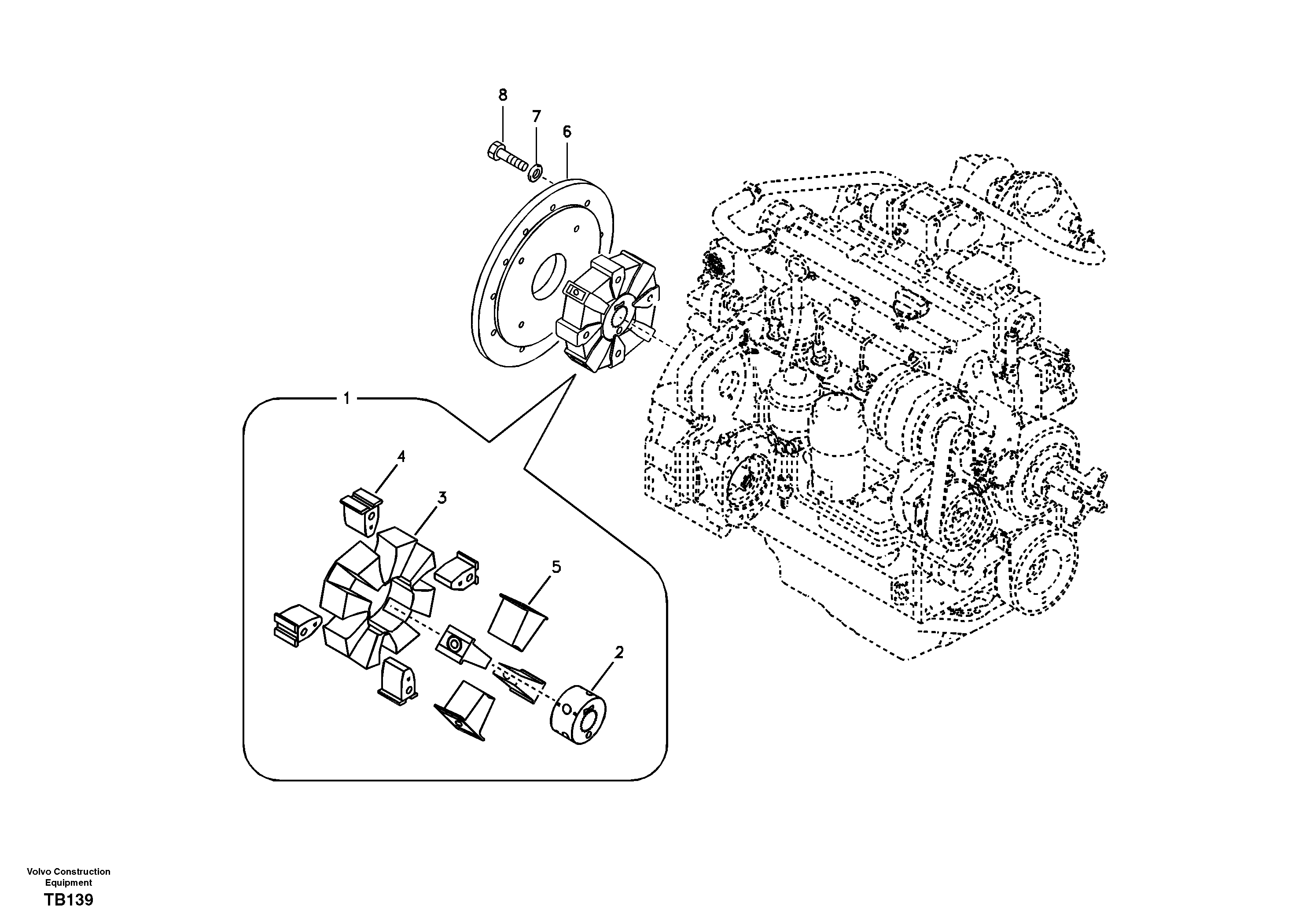 Pump gearbox with assembling parts — volvo parts diagram