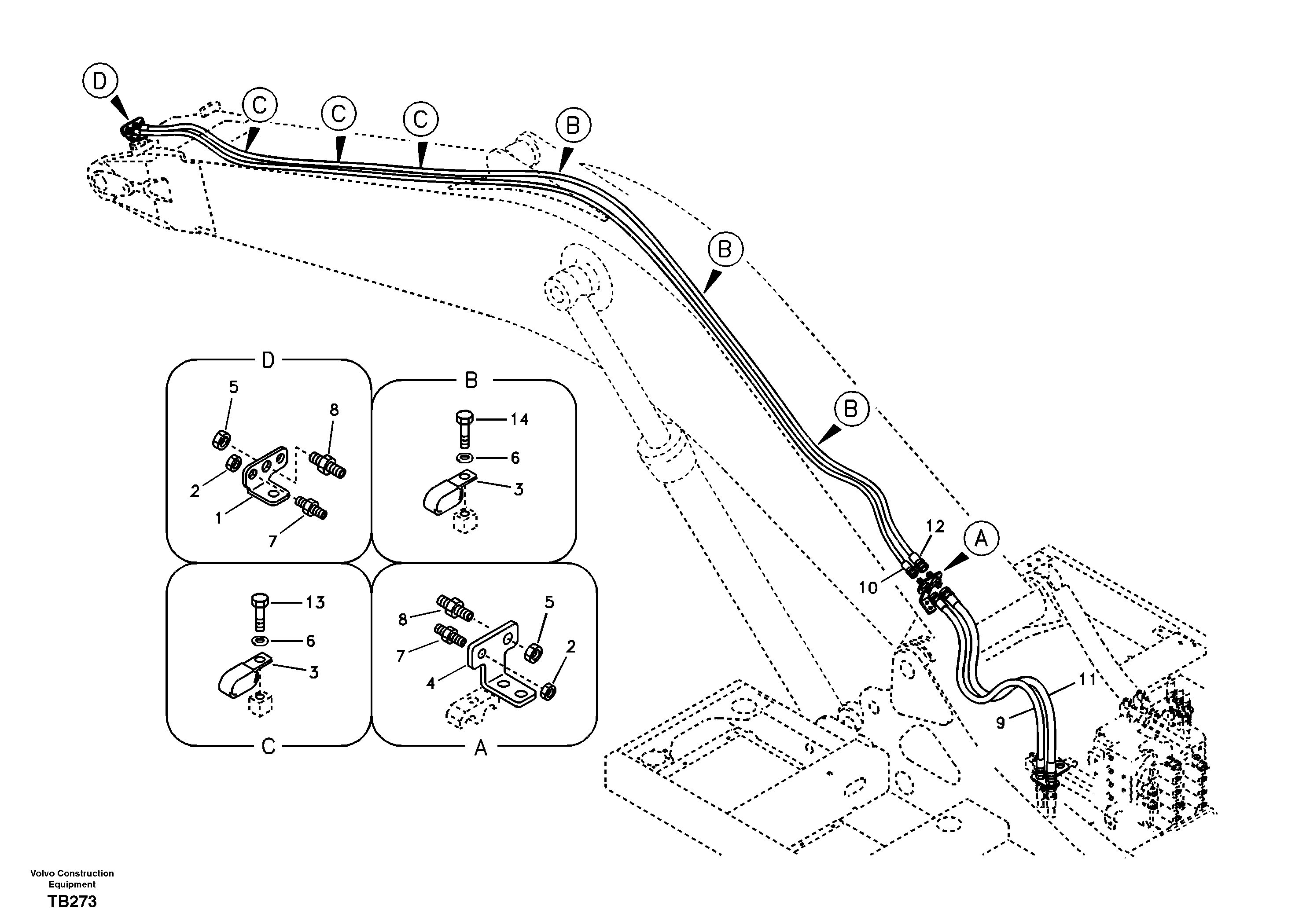 Working hydraulic, quick fit on boom — volvo parts diagram