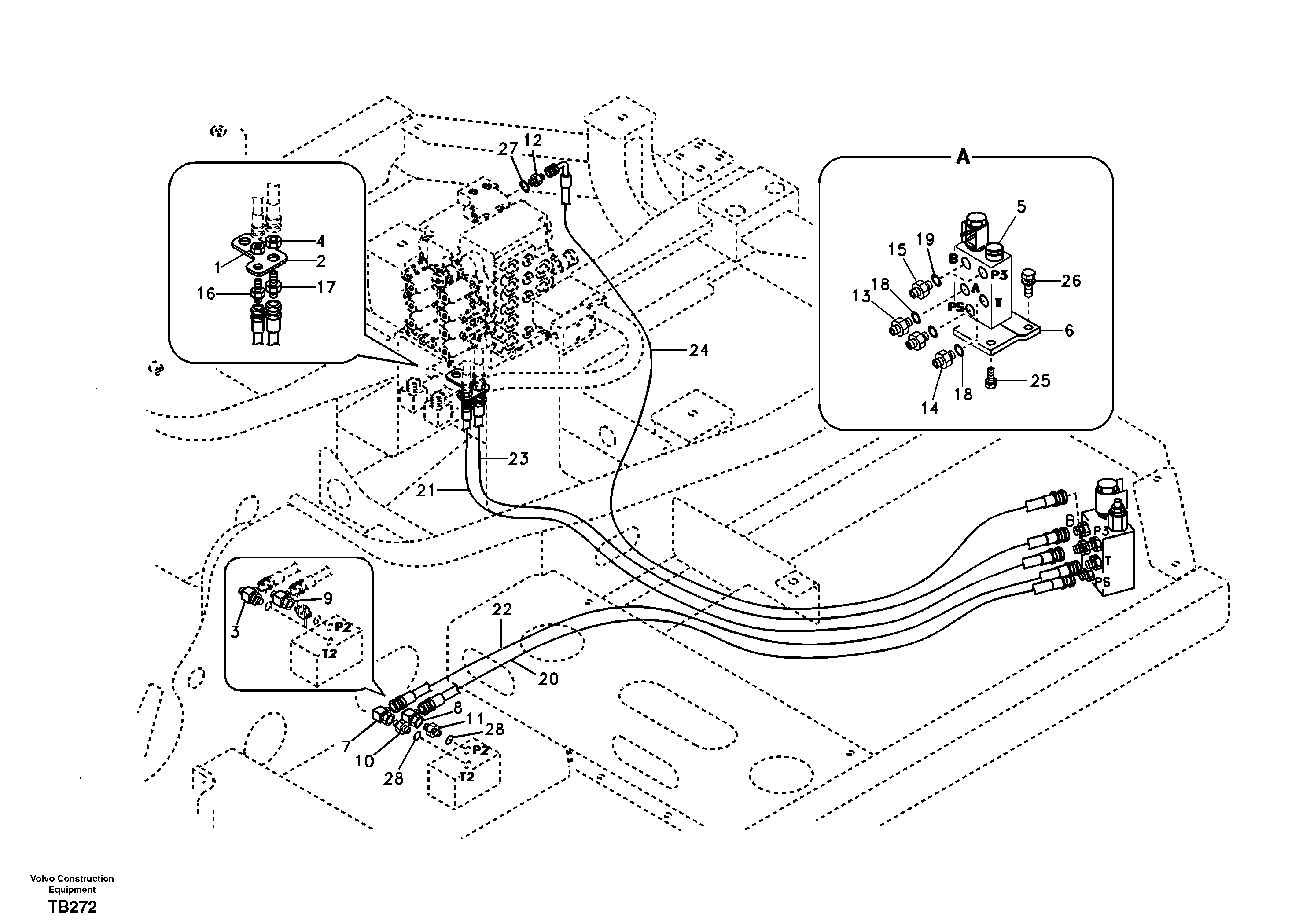 Working hydraulic, quick fit on upper frame — volvo parts diagram