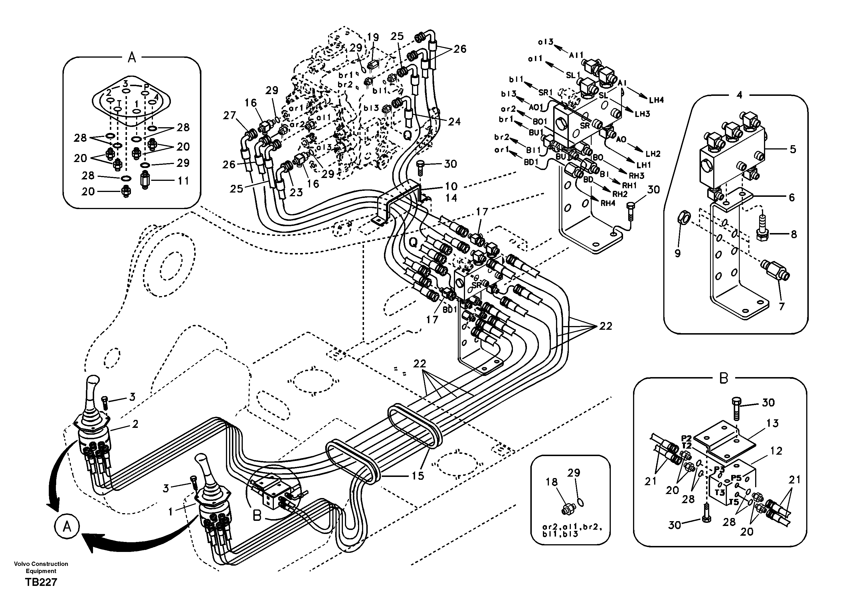 Servo system, control valve to remote control valve — volvo parts diagram