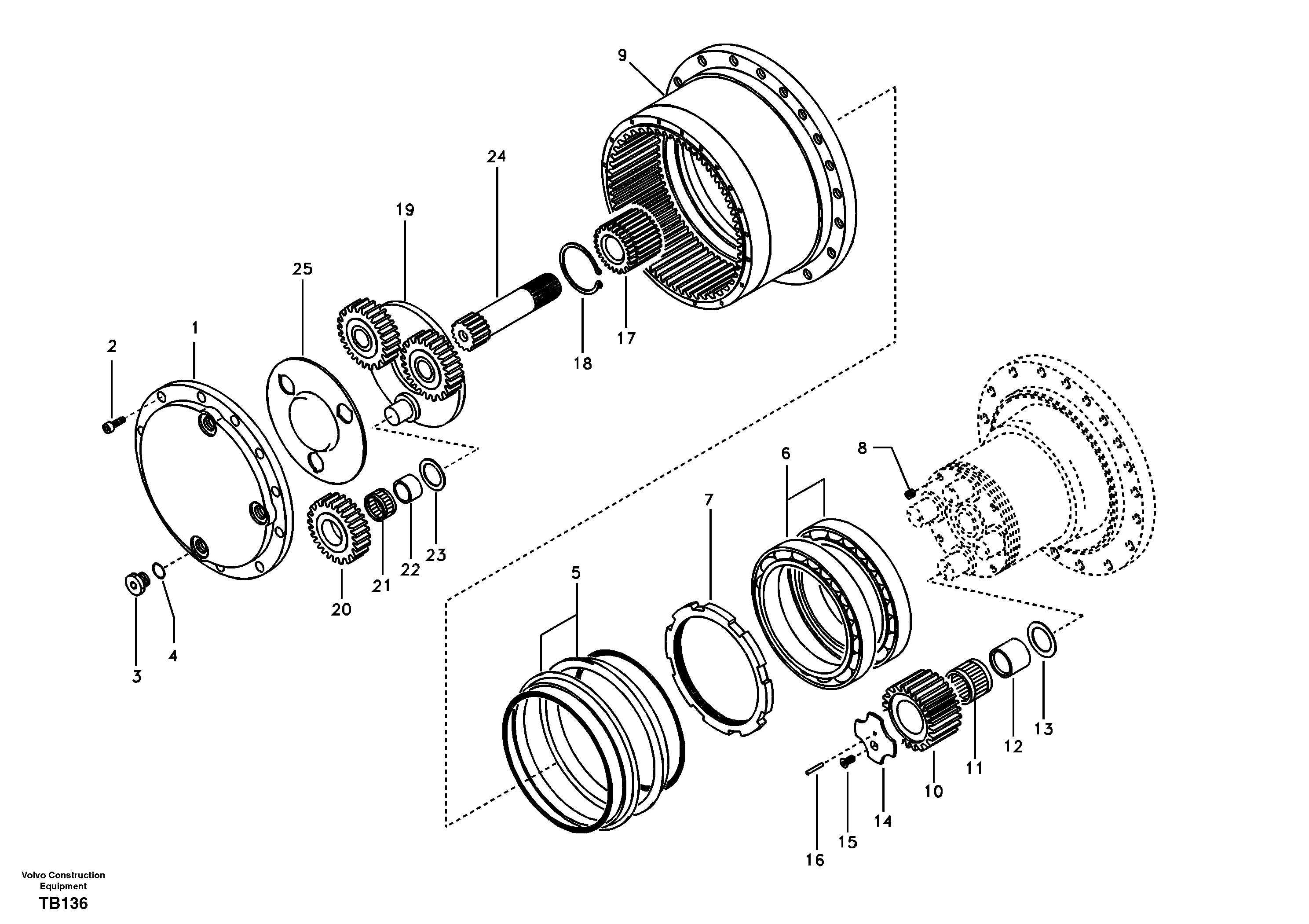 Travel gearbox — volvo parts diagram
