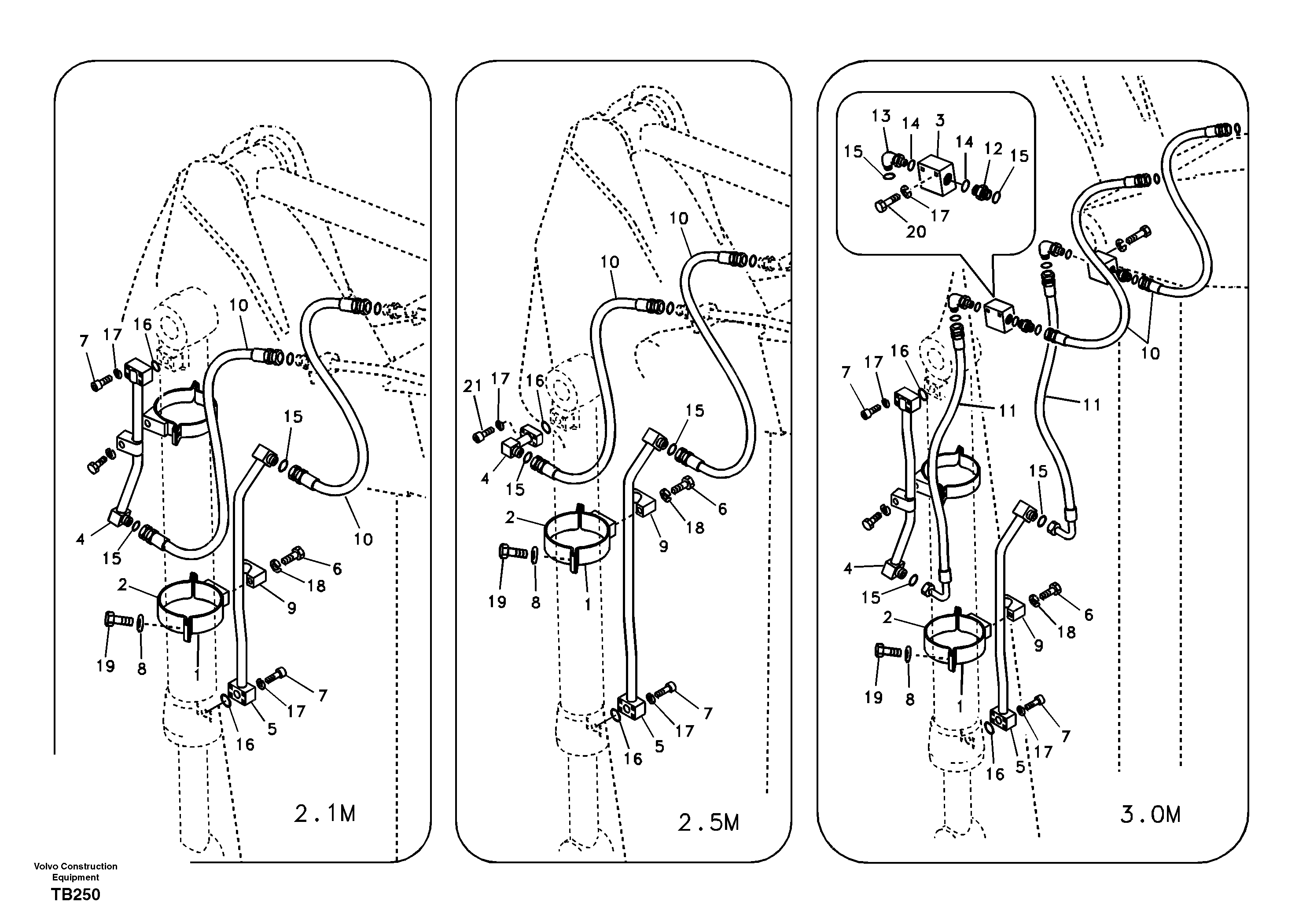 Working hydraulic, bucket cylinder on dipper arm — volvo parts diagram