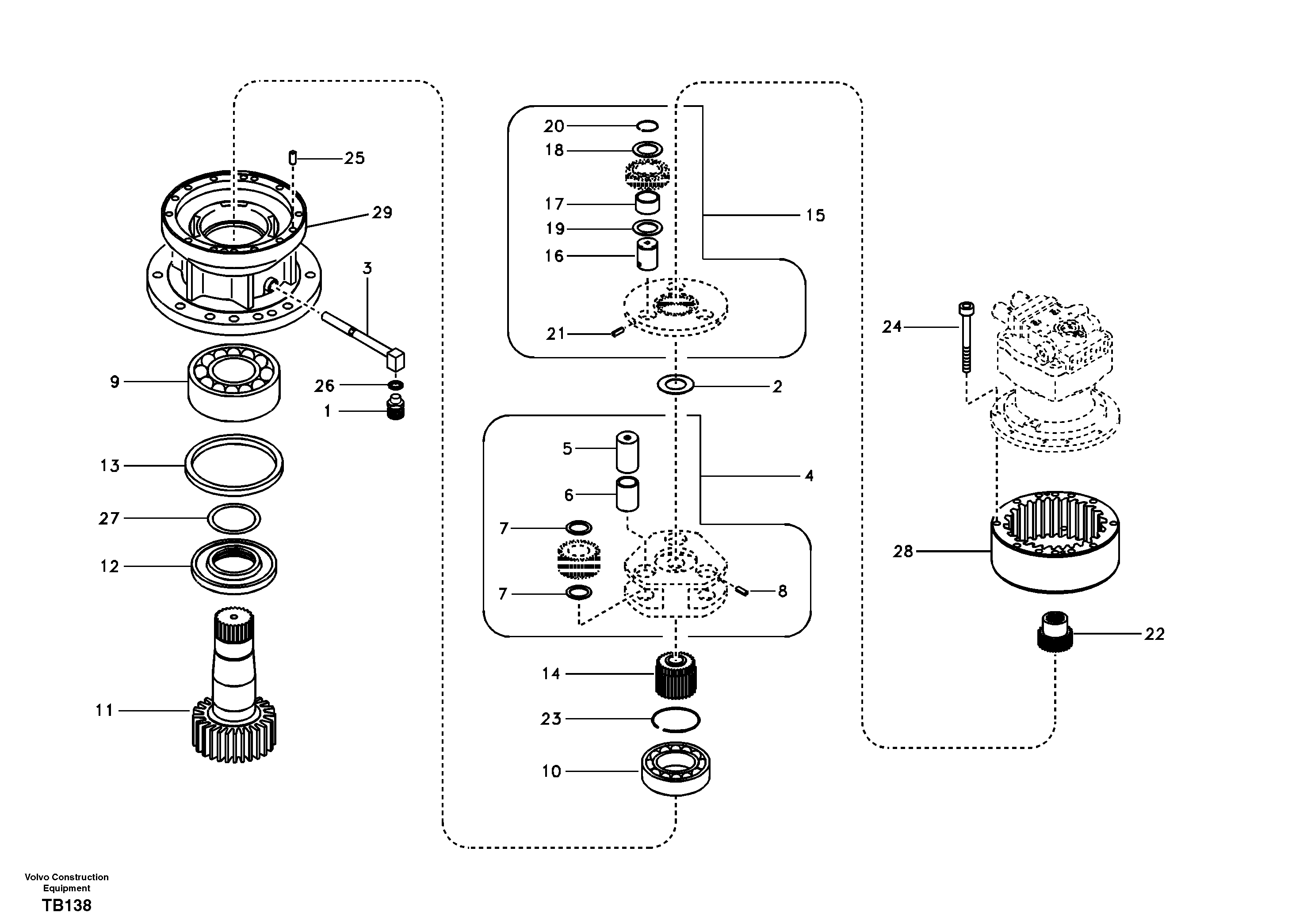 Swing gearbox — volvo parts diagram