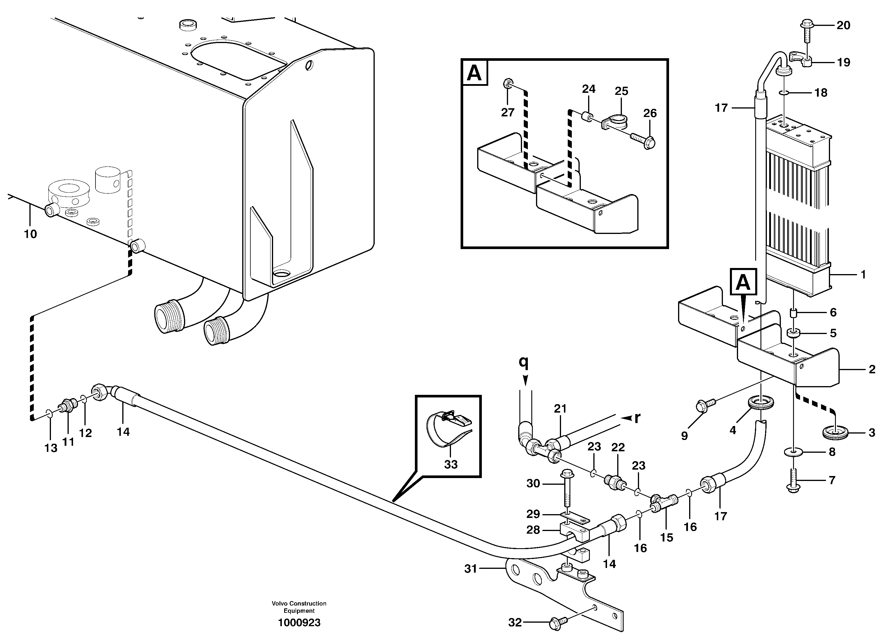 Oil cooler with hoses — volvo parts diagram