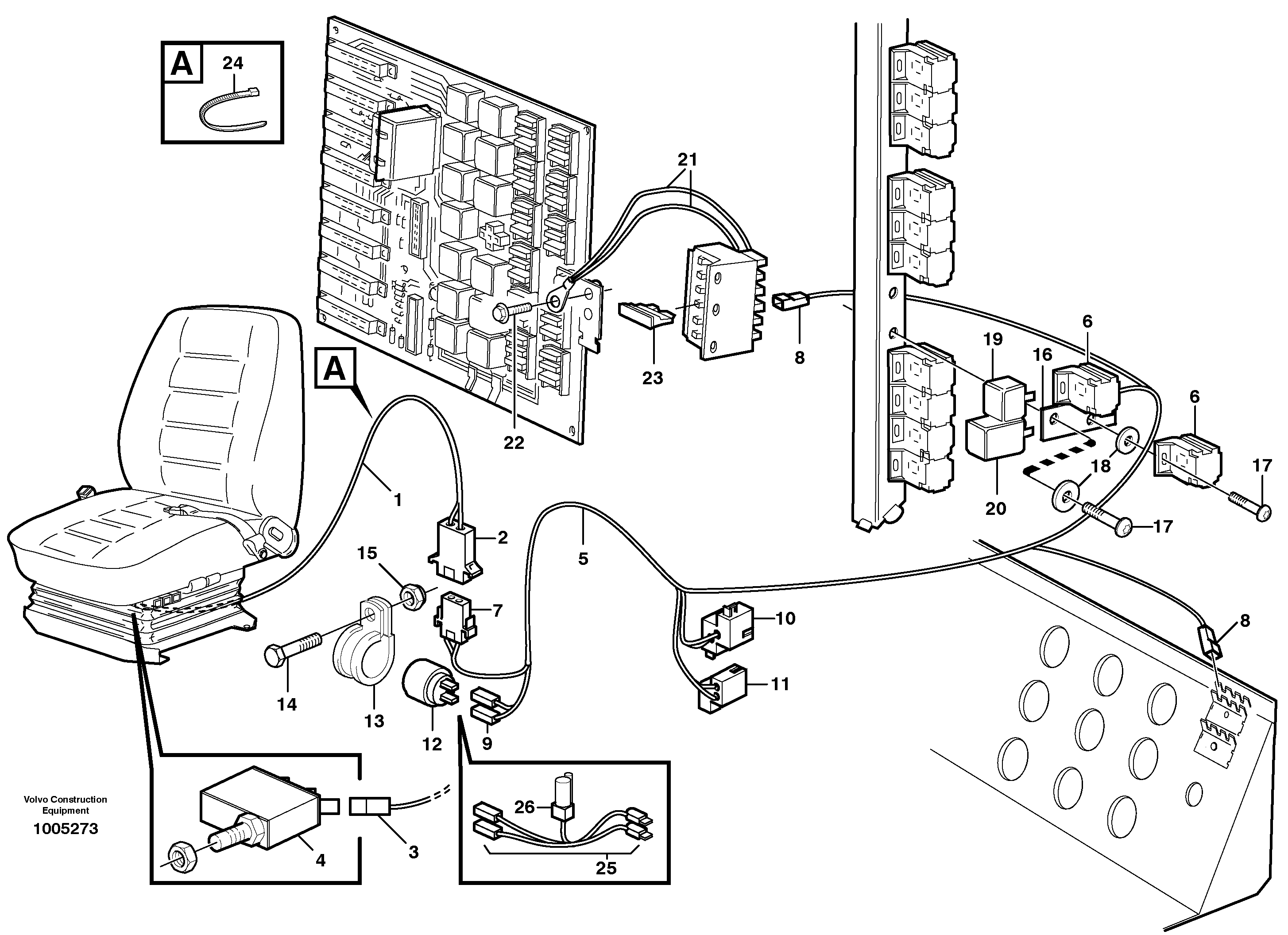 Electrical system, parking brake alarm  80348 — volvo parts diagram