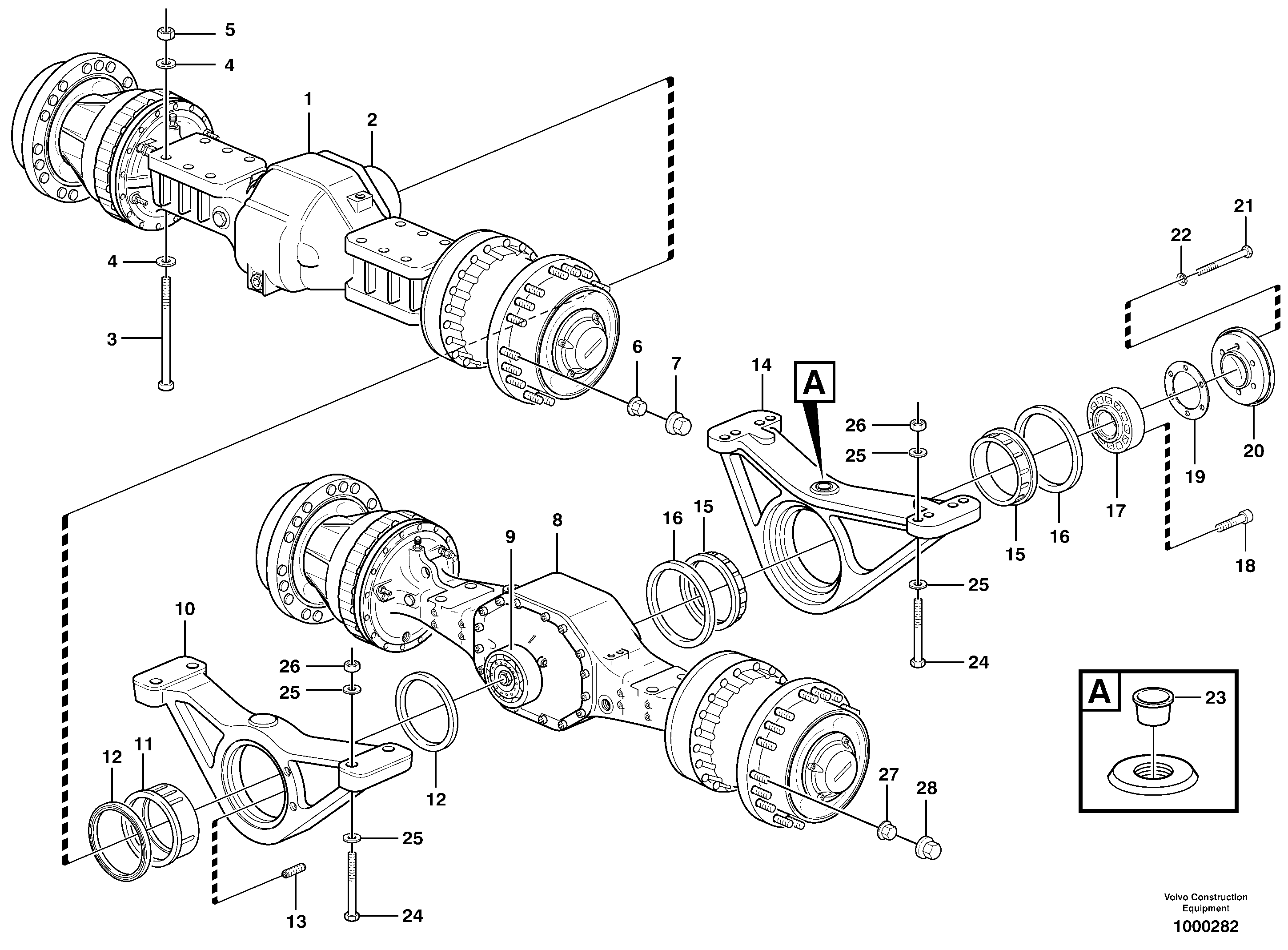 Planet axles with fitting parts — volvo parts diagram