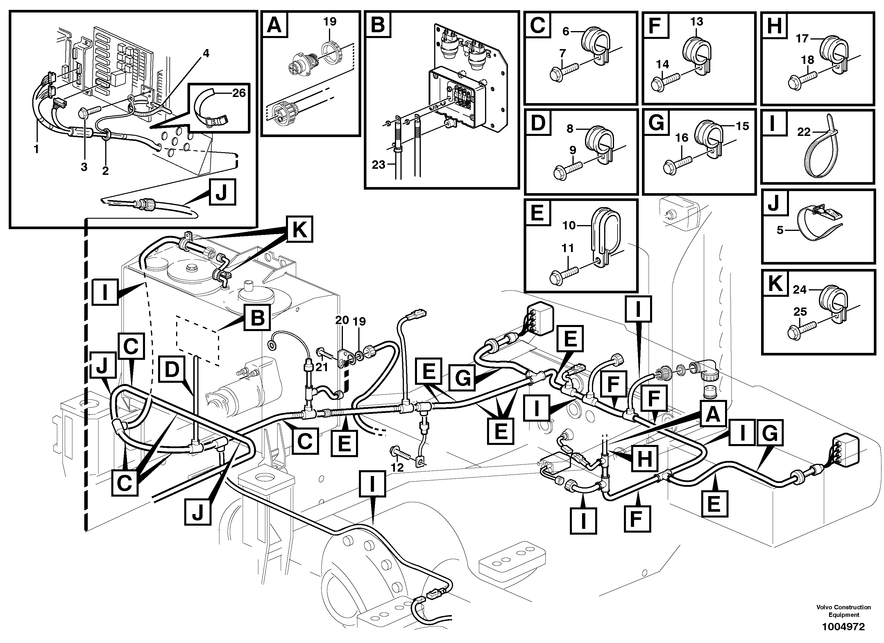 Rear cable harness with assembly parts — volvo parts diagram