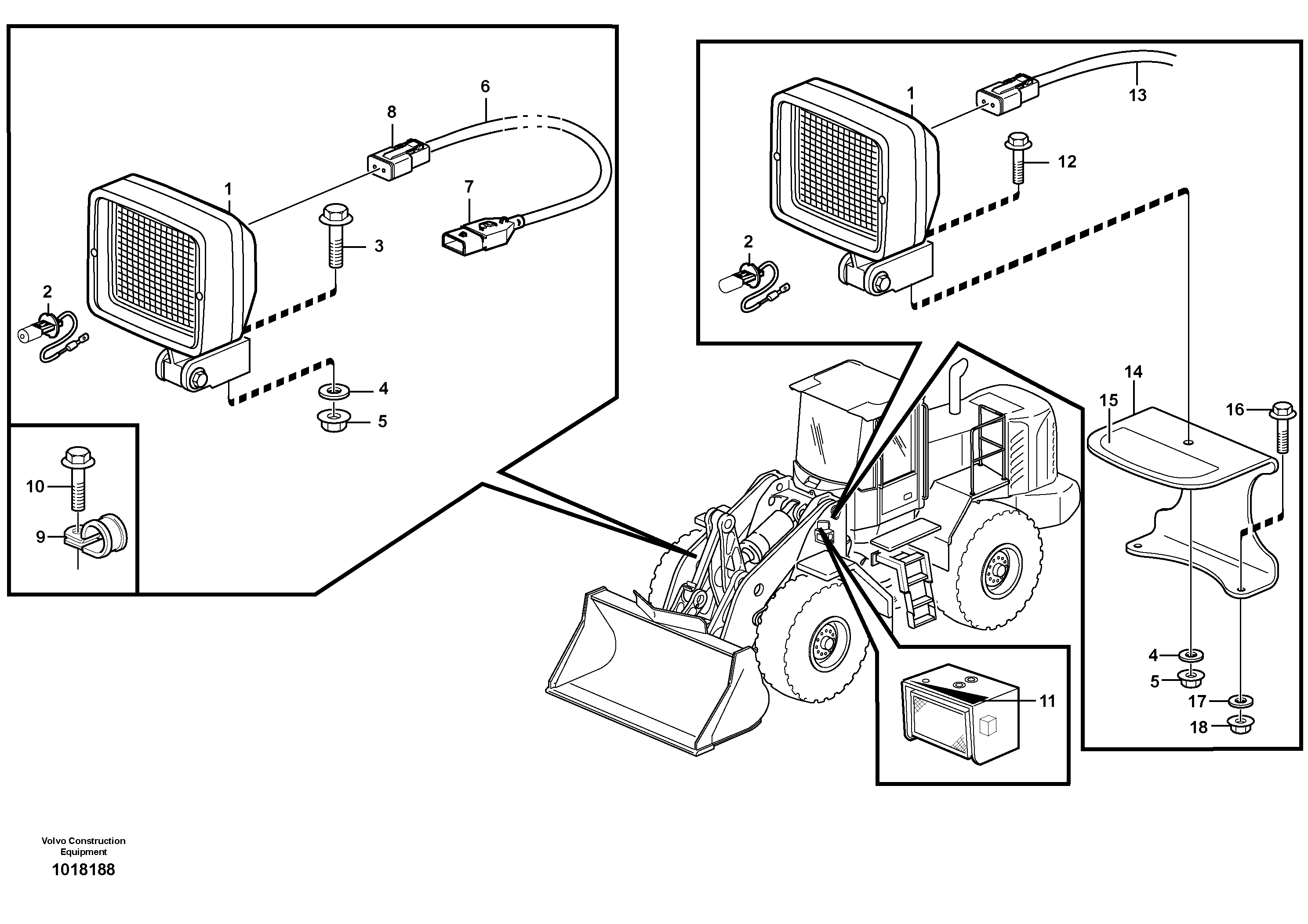 Work lights, front. — volvo parts diagram