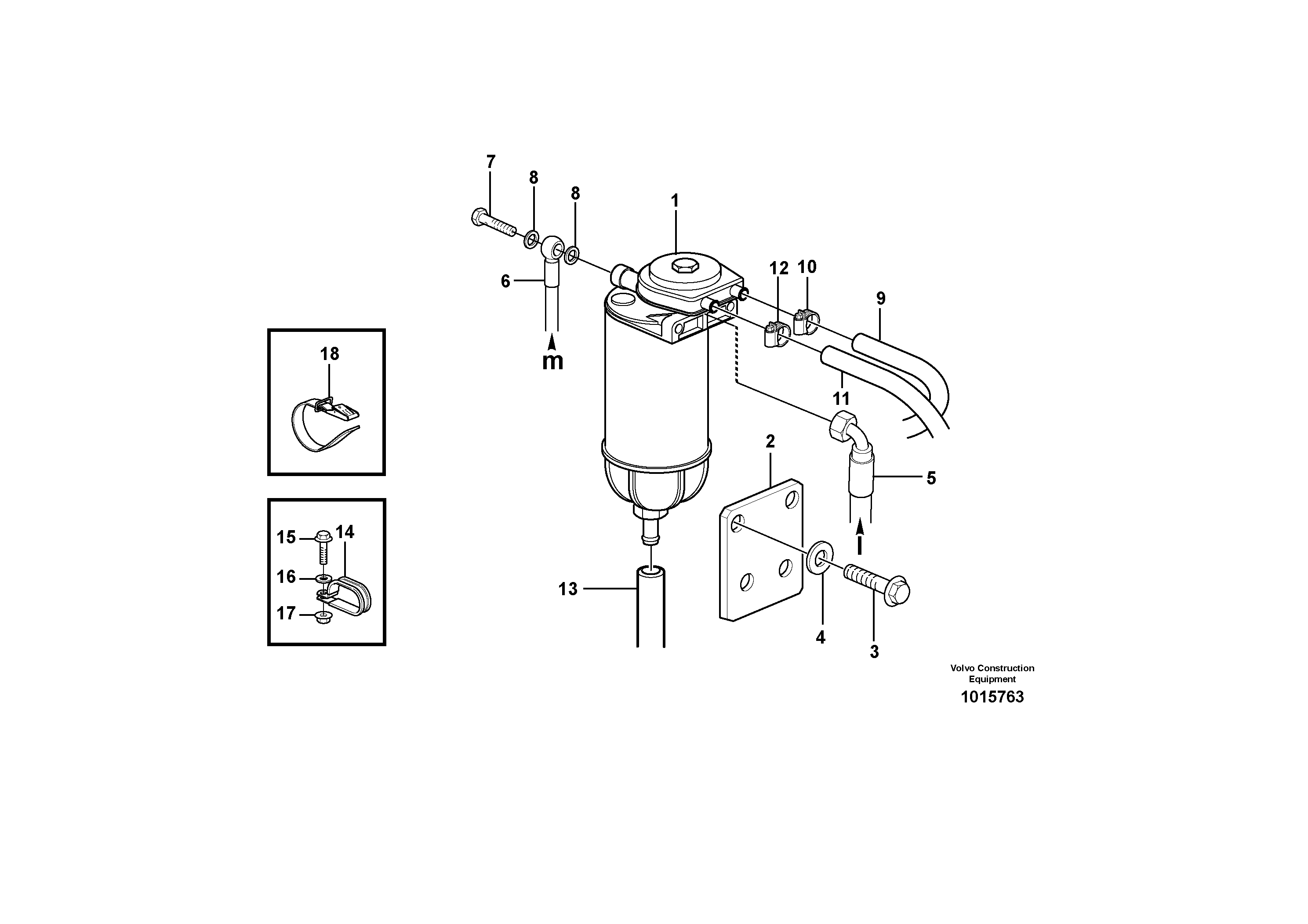 Water trap with hoses 82498 — volvo parts diagram