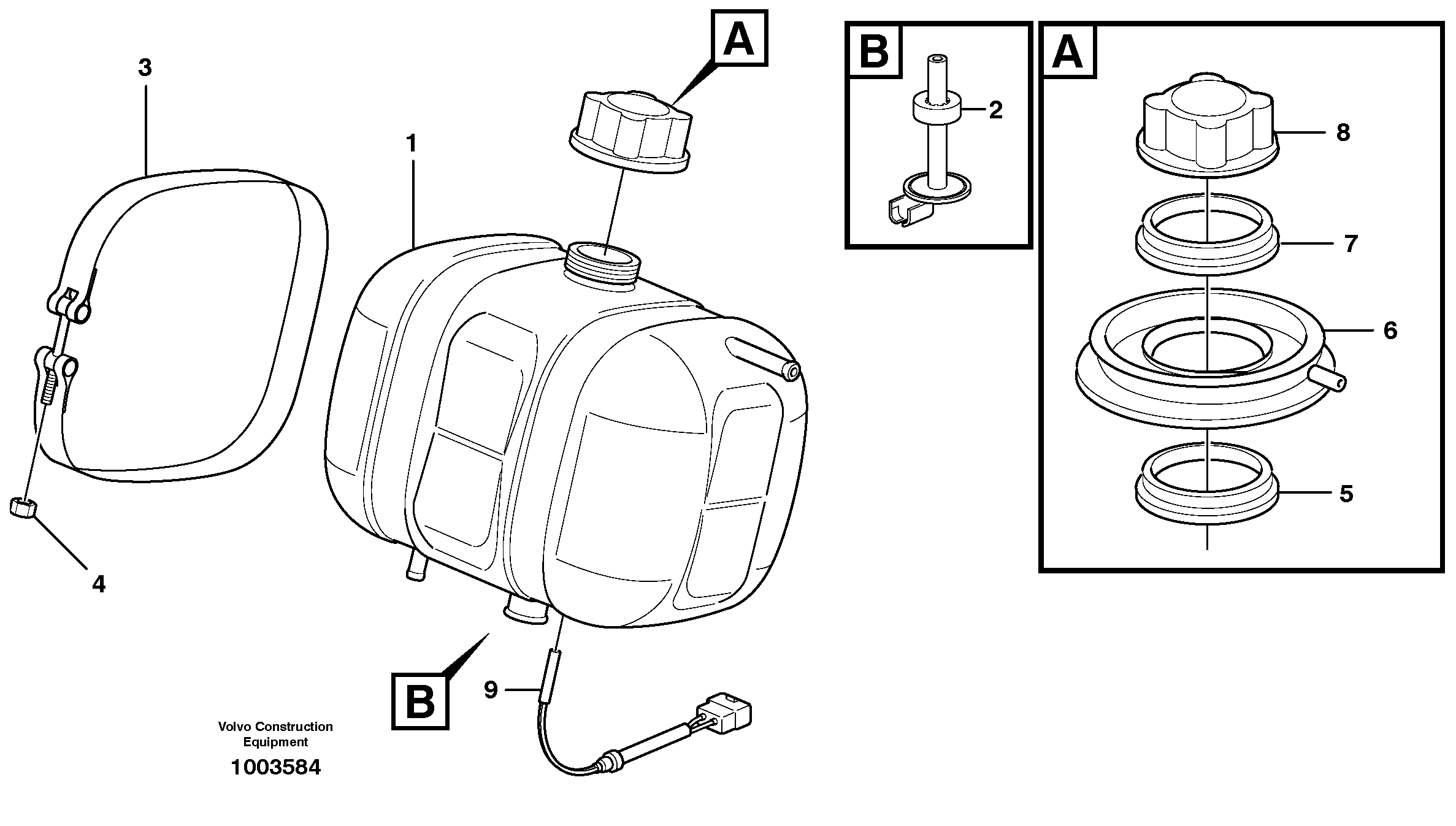 Expansion tank with fitting parts — volvo parts diagram